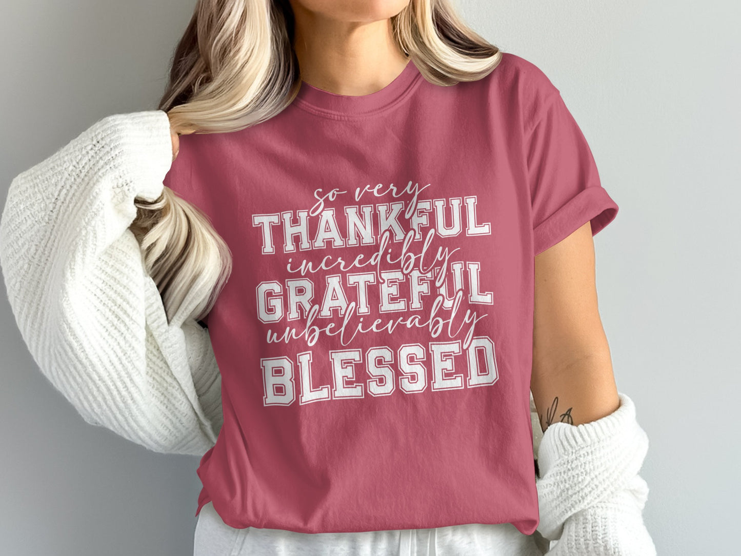 So Very Thankful Grateful Blessed Graphic Tee