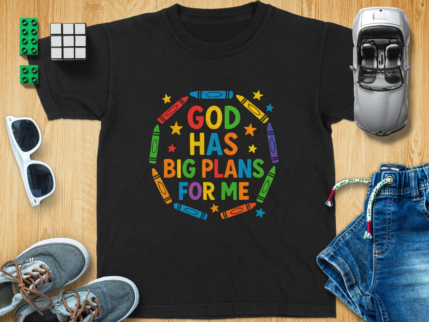 God Has Big Plans For Me colorful kids shirt