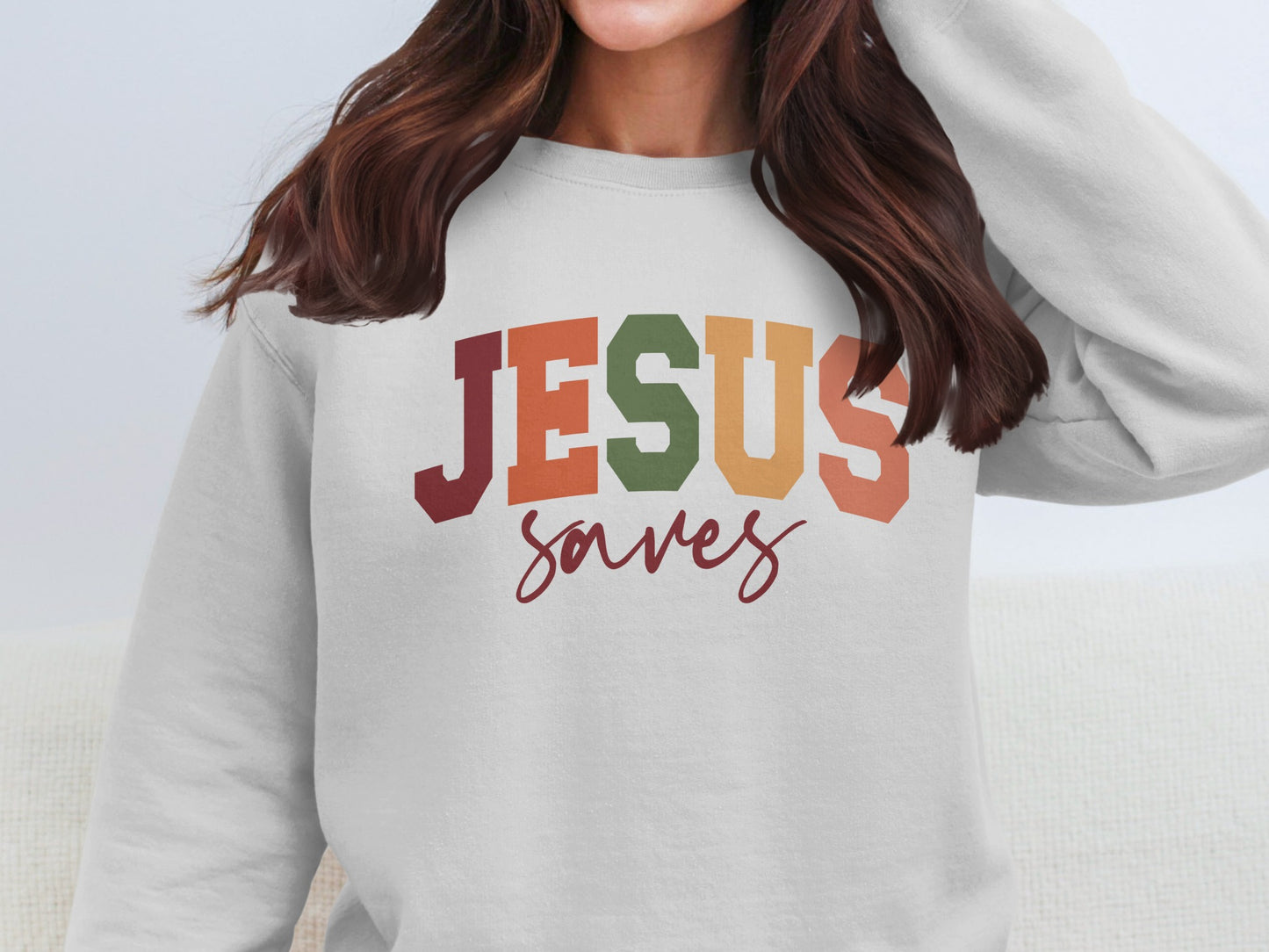 JESUS Saves Graphic Sweatshirt for Faithful Style