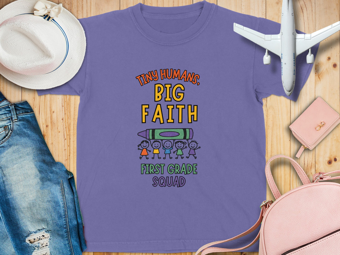 Tiny Humans Big Faith First Grade Squad Shirt