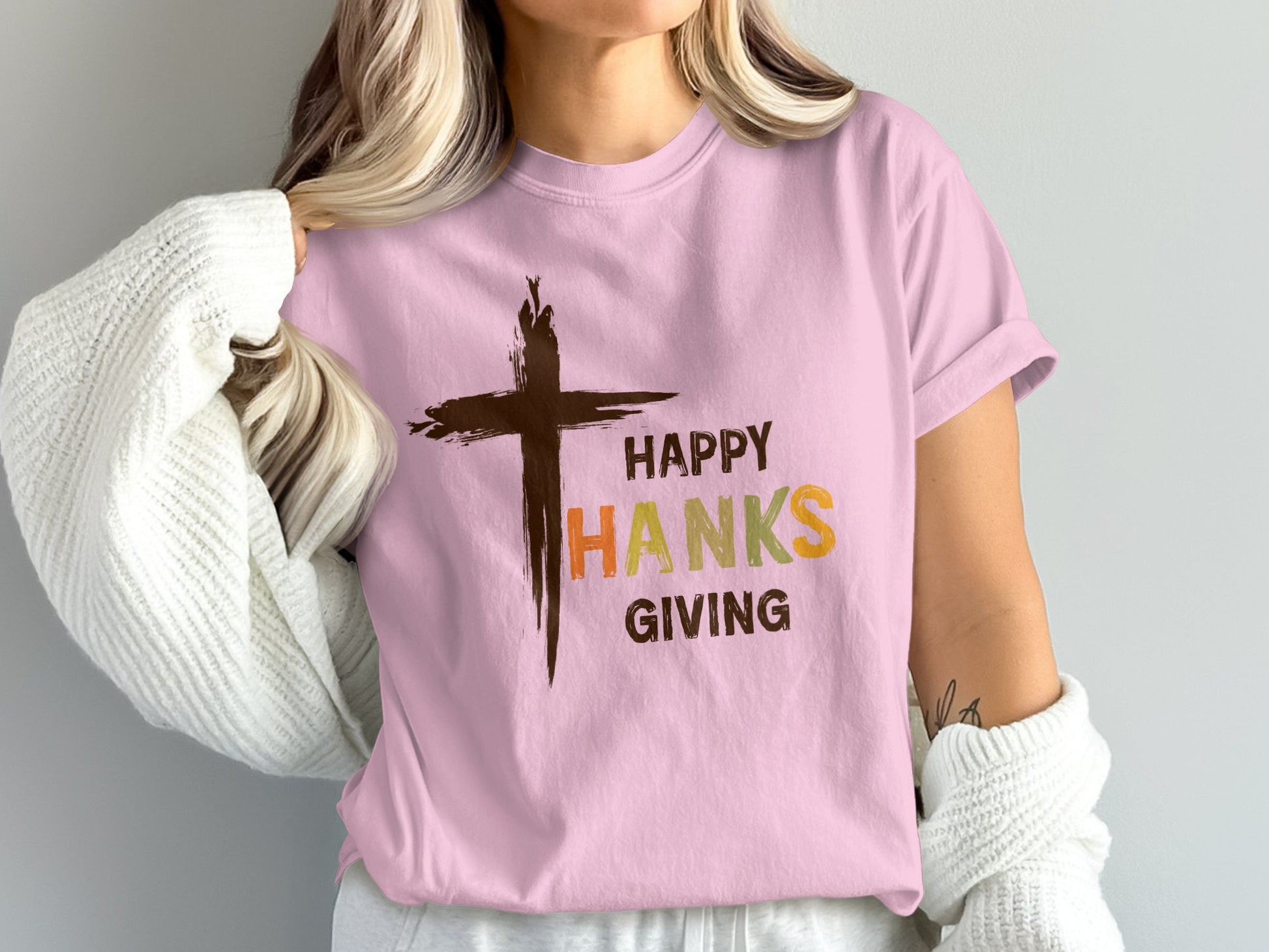 Happy Thanksgiving Cross Graphic Shirt