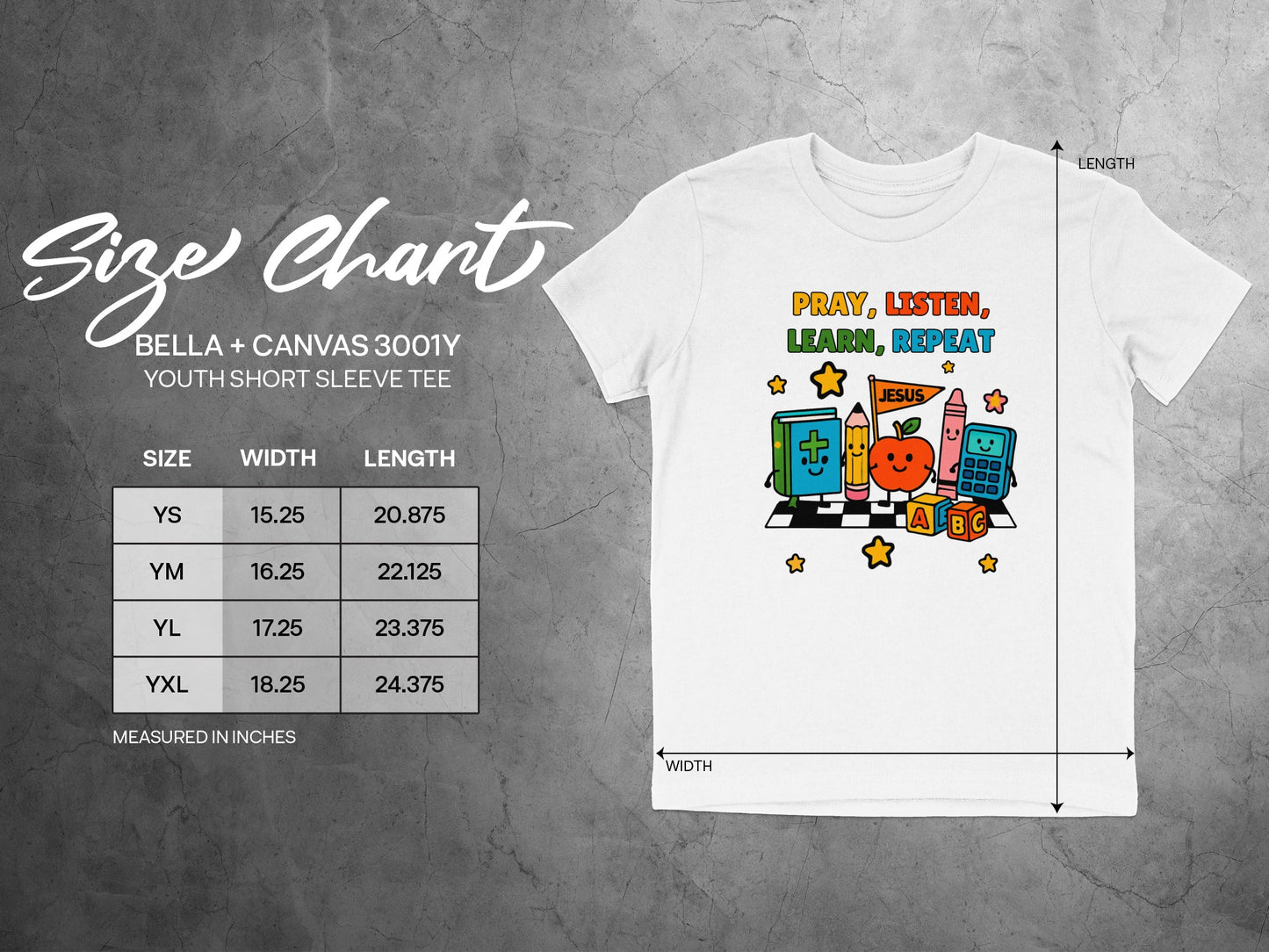 Pray Listen Learn Repeat Youth Short Sleeve Tee