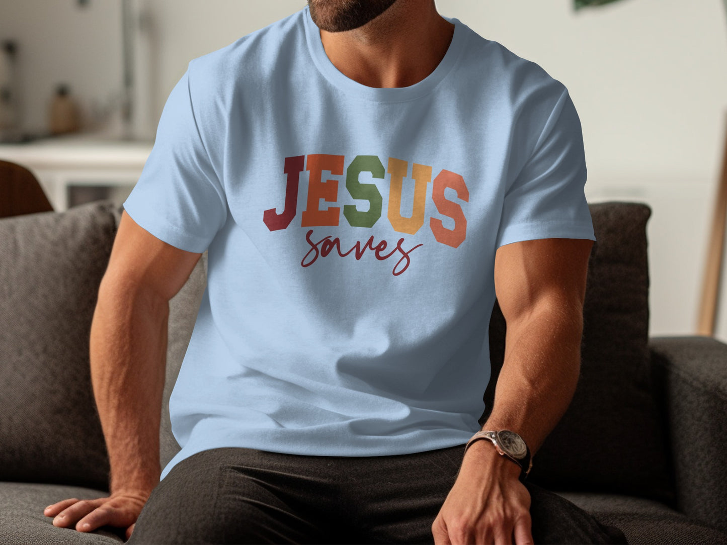 Jesus Saves Graphic Tee Perfect for Any Occasion