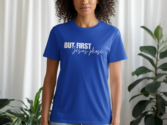 But First Jesus Please Large Print Graphic Shirt product type