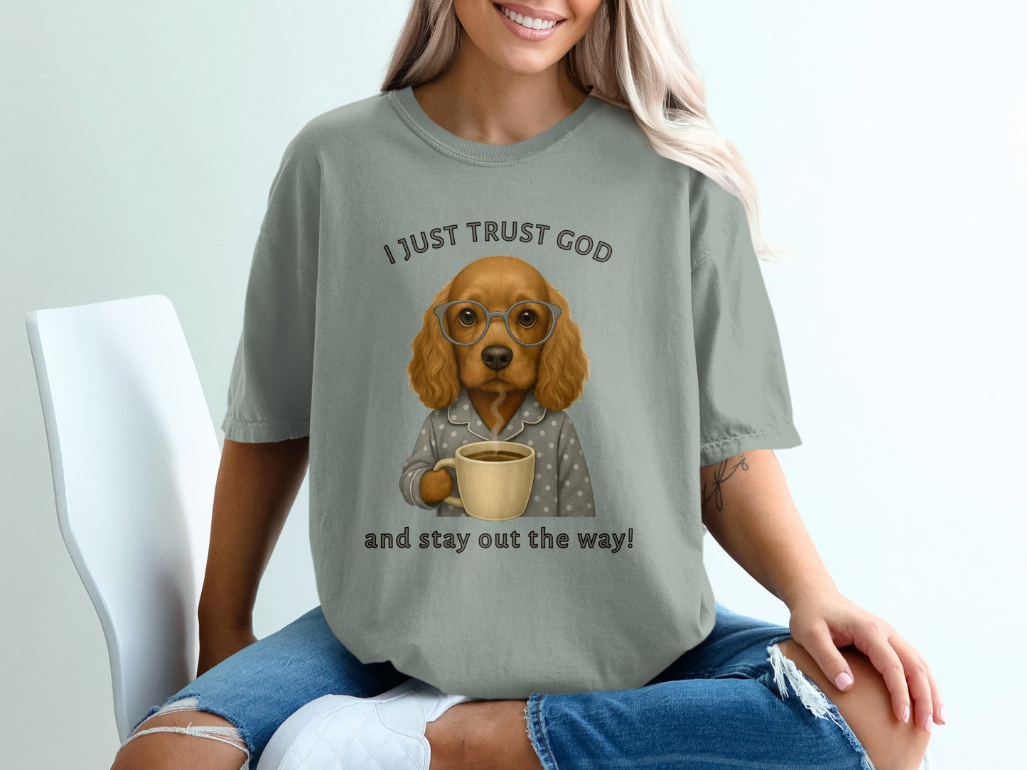Inspirational Dog Graphic Tee I Just Trust God Shirt