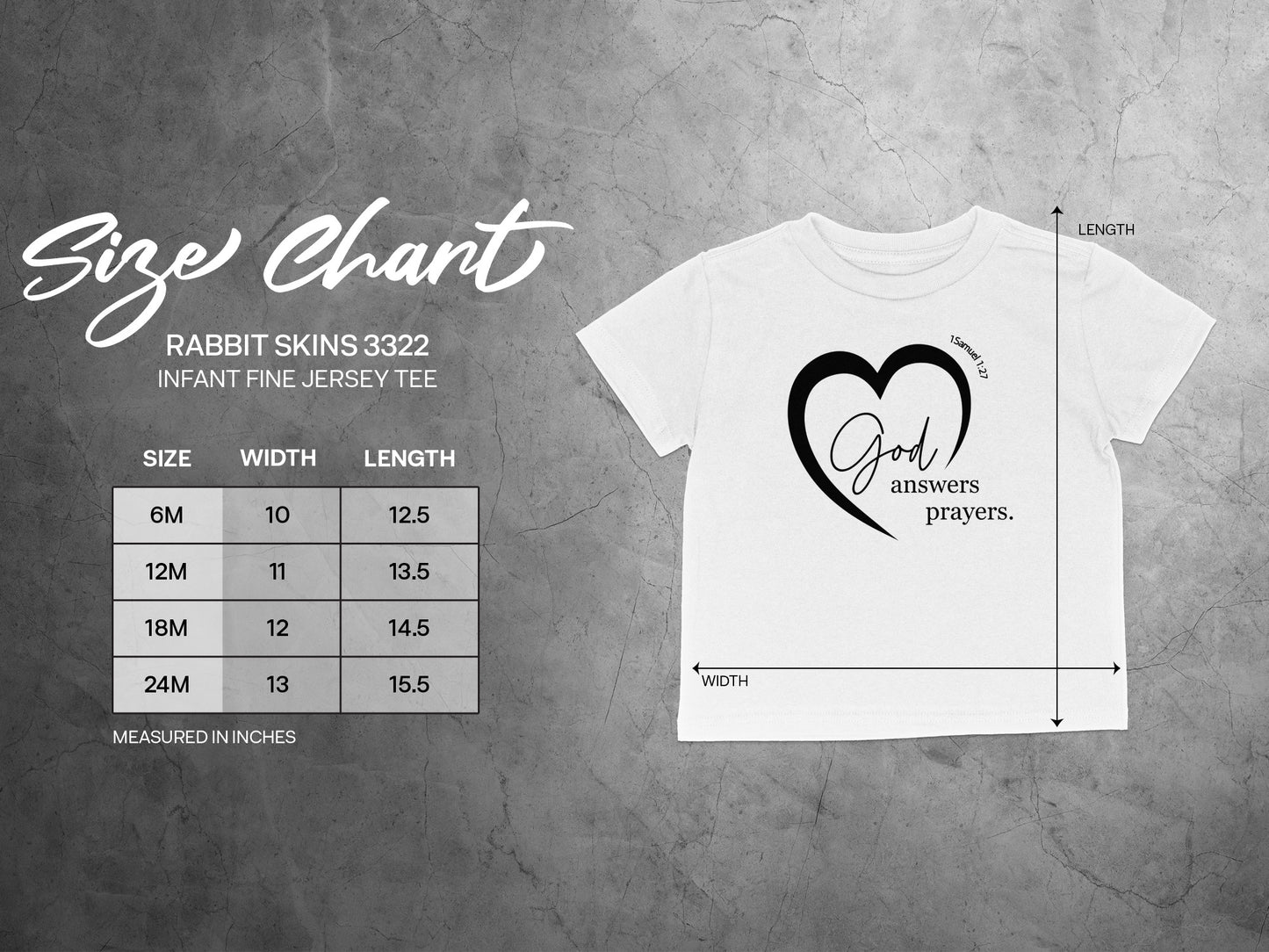 God Answers Prayers Typography Heart Infant Tee