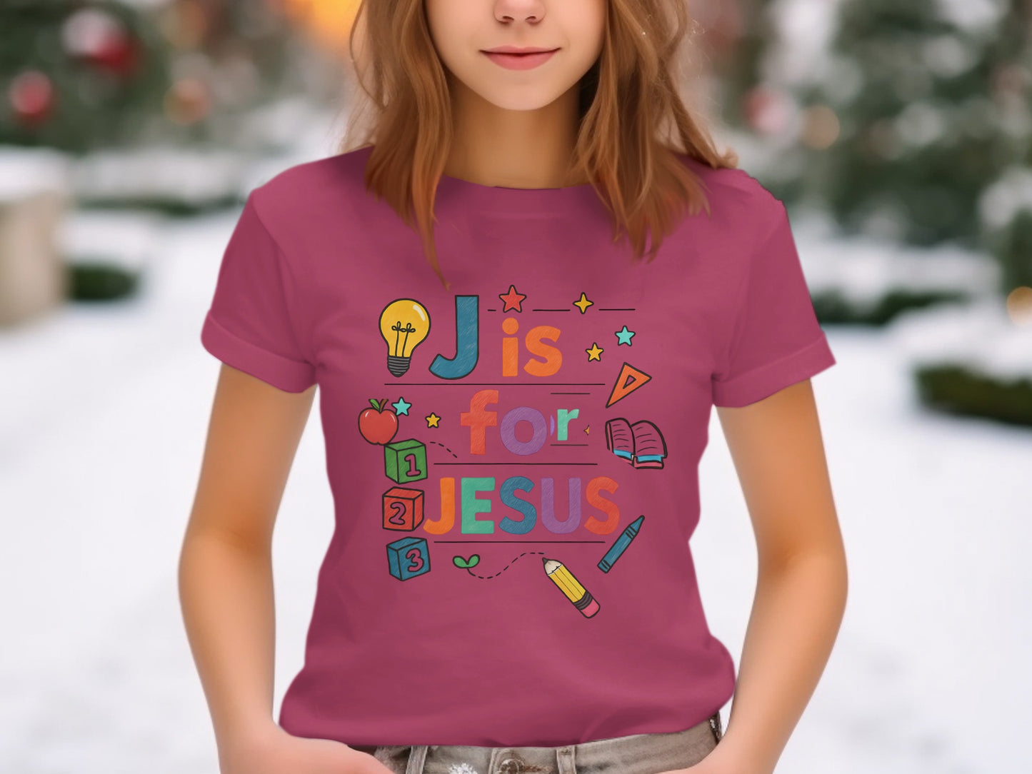 J is for Jesus Colorful Design Christian Shirt