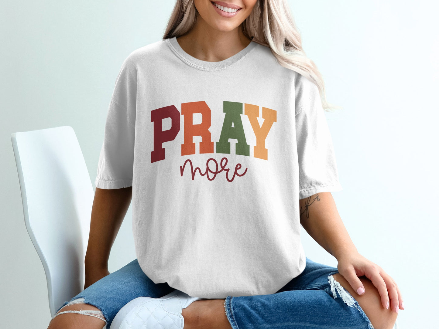 Inspirational Pray More Graphic Tee