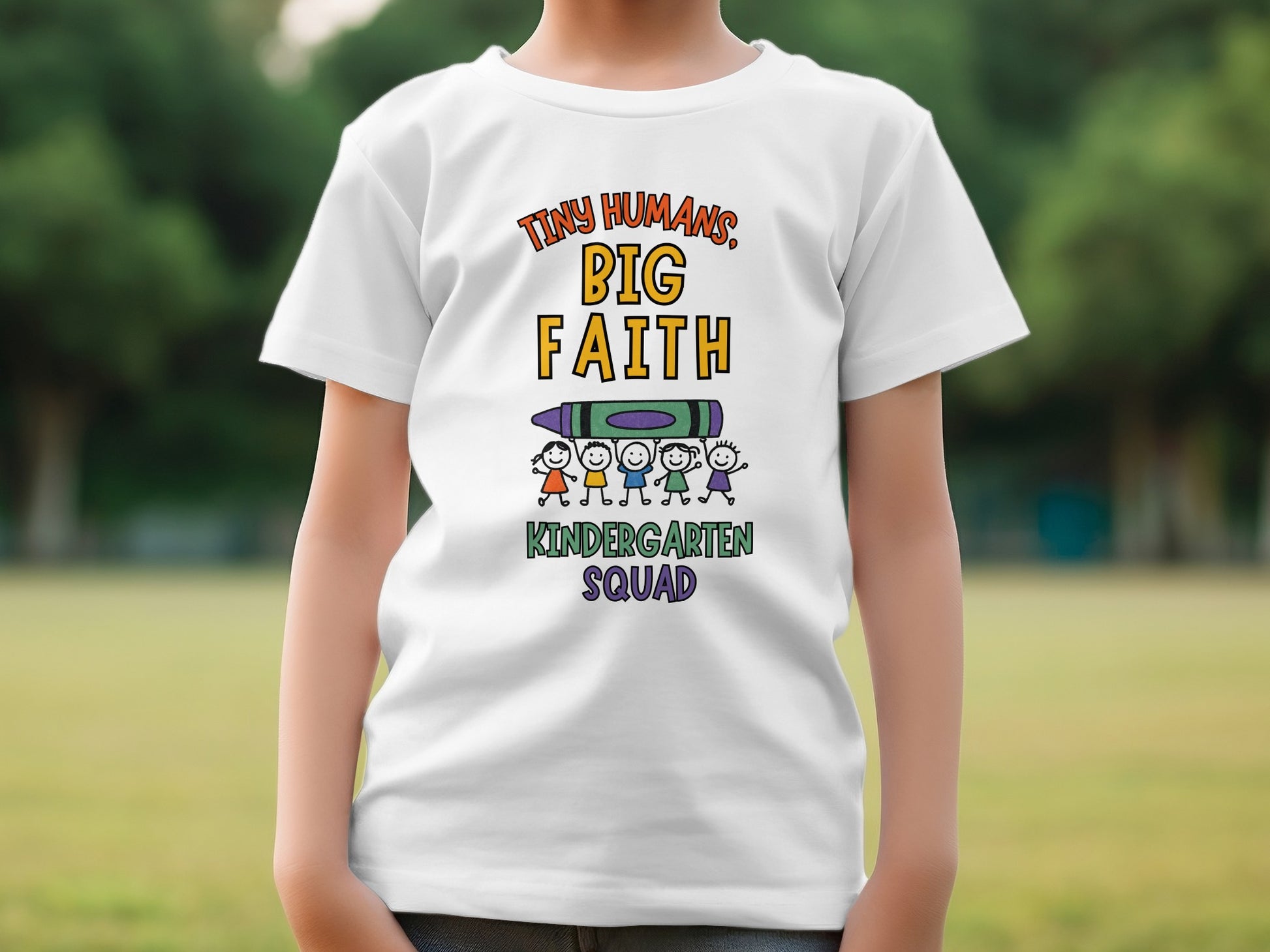 Tiny Humans Big Faith Kindergarten Squad Shirt