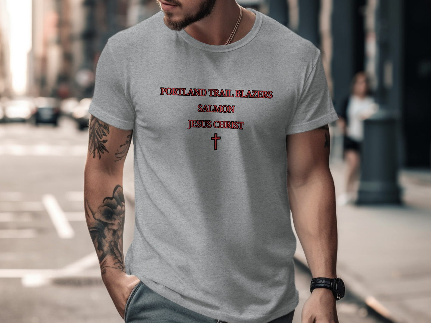 Unique Portland Trail Blazers Salmon Jesus Christ T-shirt