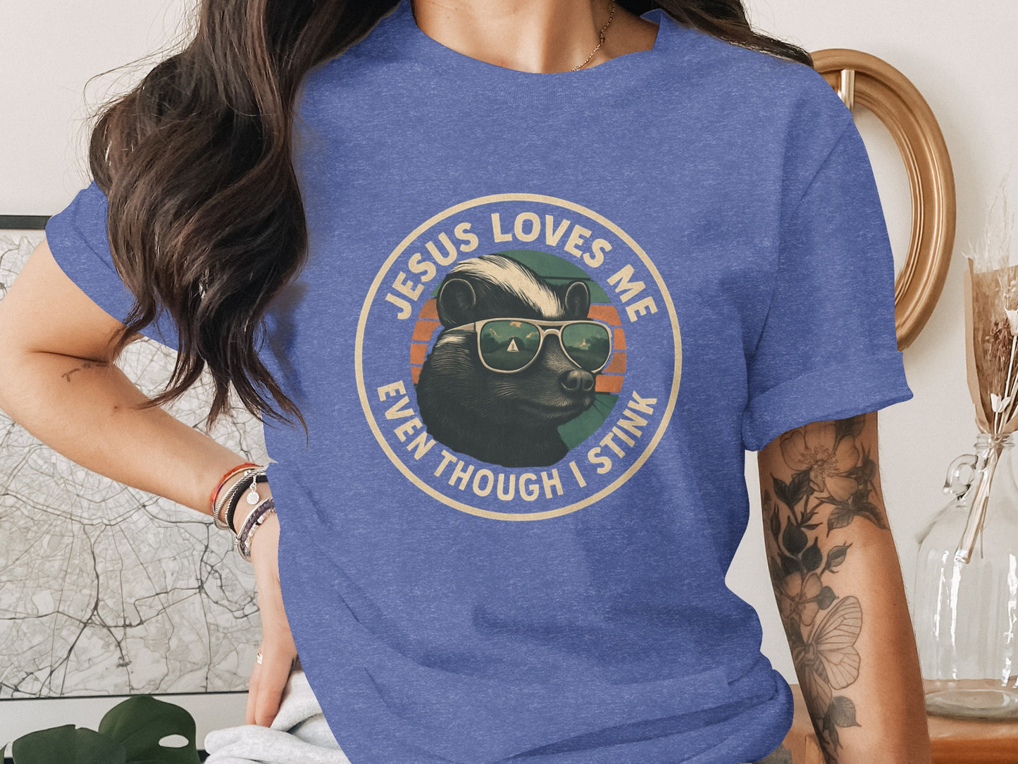 Jesus Loves Me Even Though I Stink Skunk Shirt