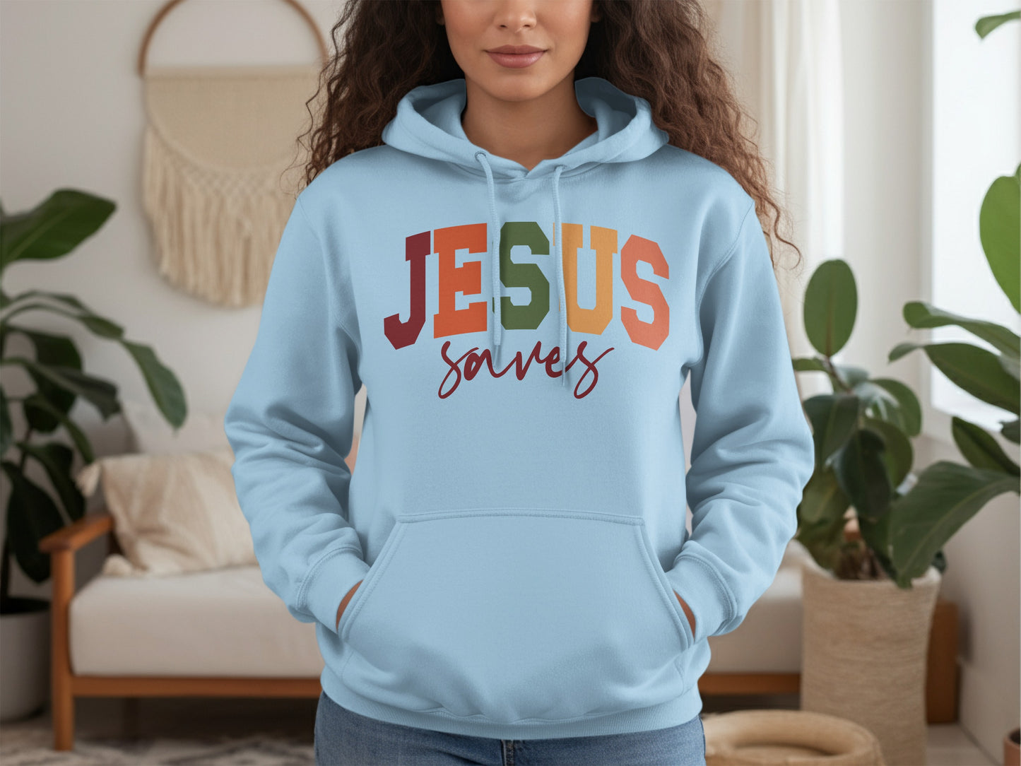 JESUS SAVES Colorful Design Hoodie for Faithful Fashion