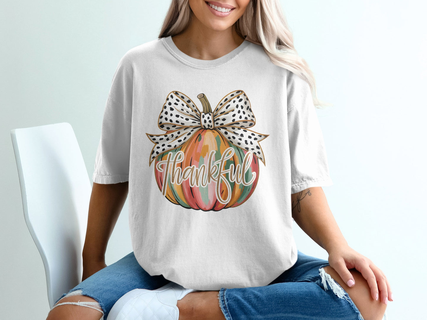 Thankful Pumpkin Graphic T-Shirt Delightful Apparel