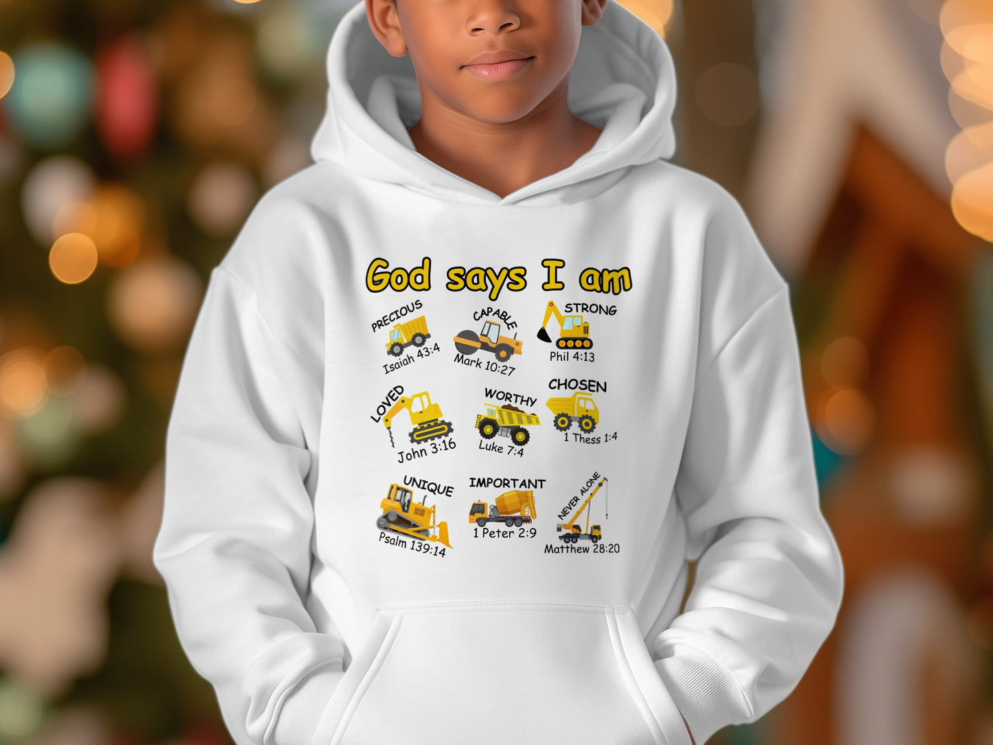 God Says I Am Inspirational Hoodie for Kids