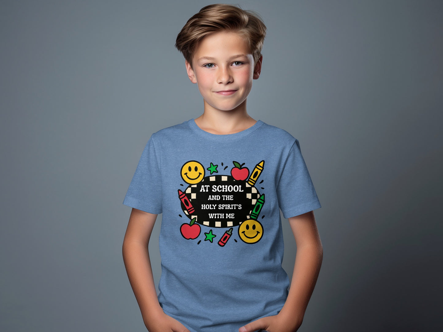At School and The Holy Spirit Is With Me T-shirt