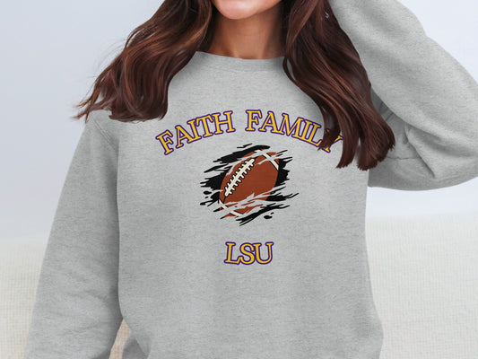 Faith Family LSU Football Sweatshirt perfect for fans product type