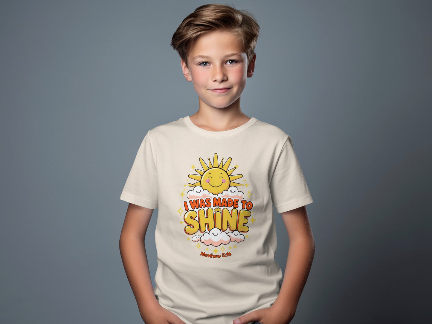 I Was Made To Shine Kids T-Shirt With Sun Graphic