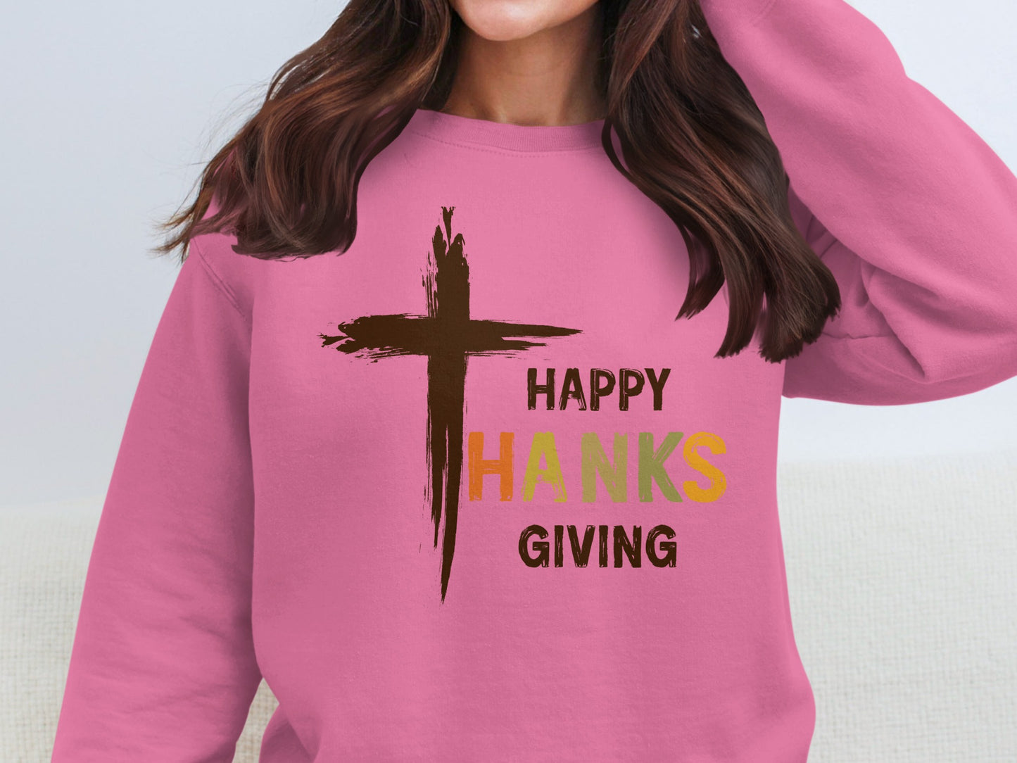 Happy Thanksgiving Pink Sweatshirt Festive Apparel