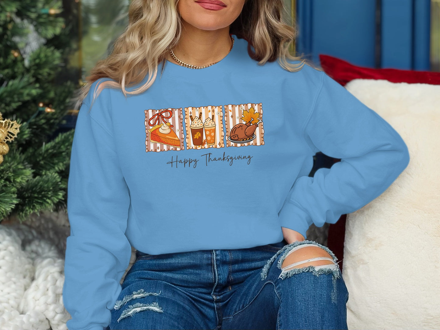 Thanksgiving Themed Happy Thanksgiving Crewneck
