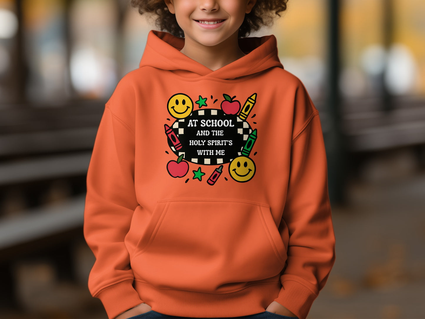 At School and the Holy Spirit's With Me Hoodie