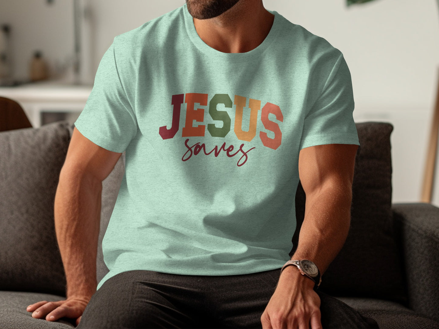 Jesus Saves Colorful Design Shirt