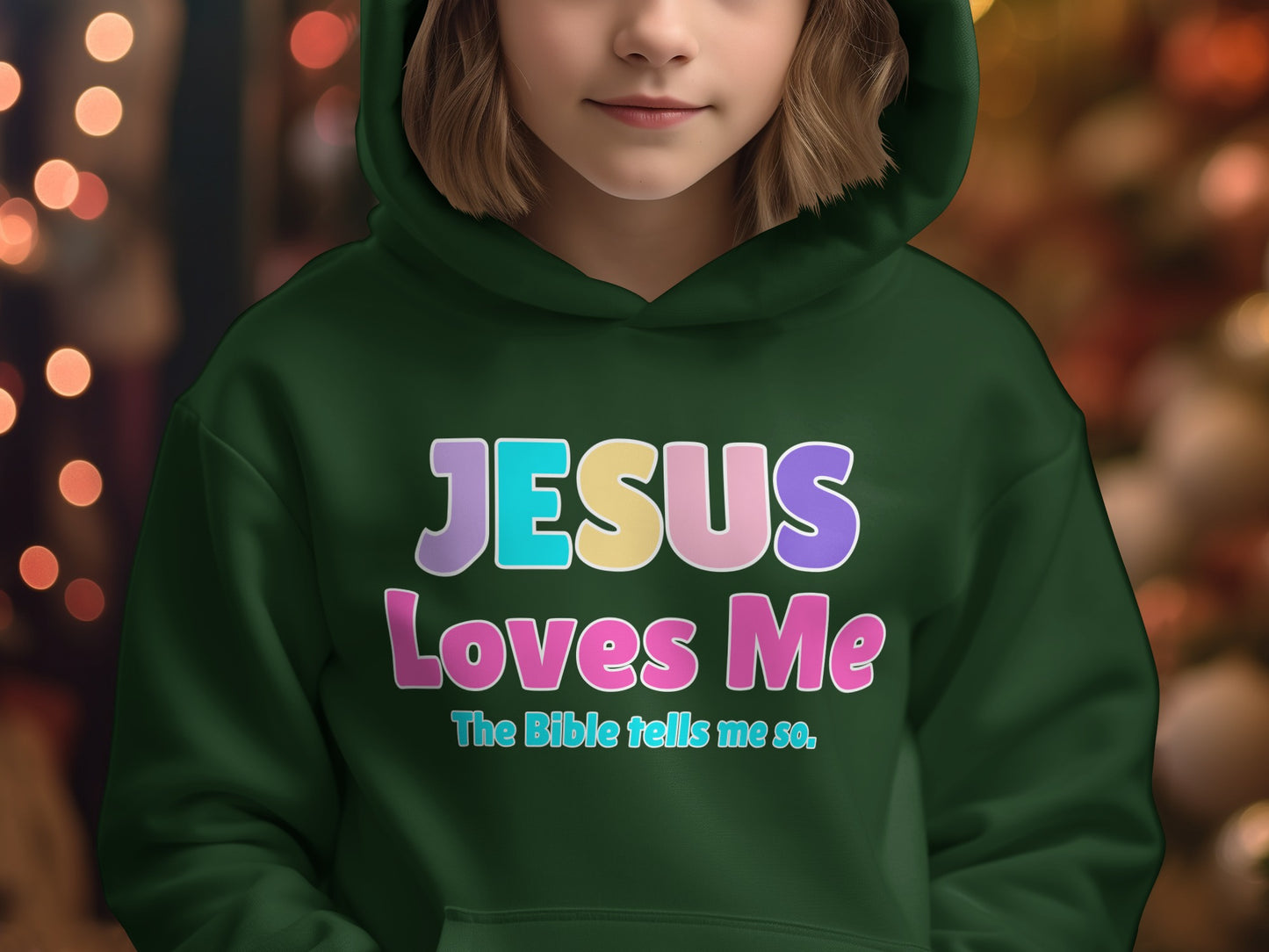 JESUS Loves Me The Bible tells me so Green Hoodie