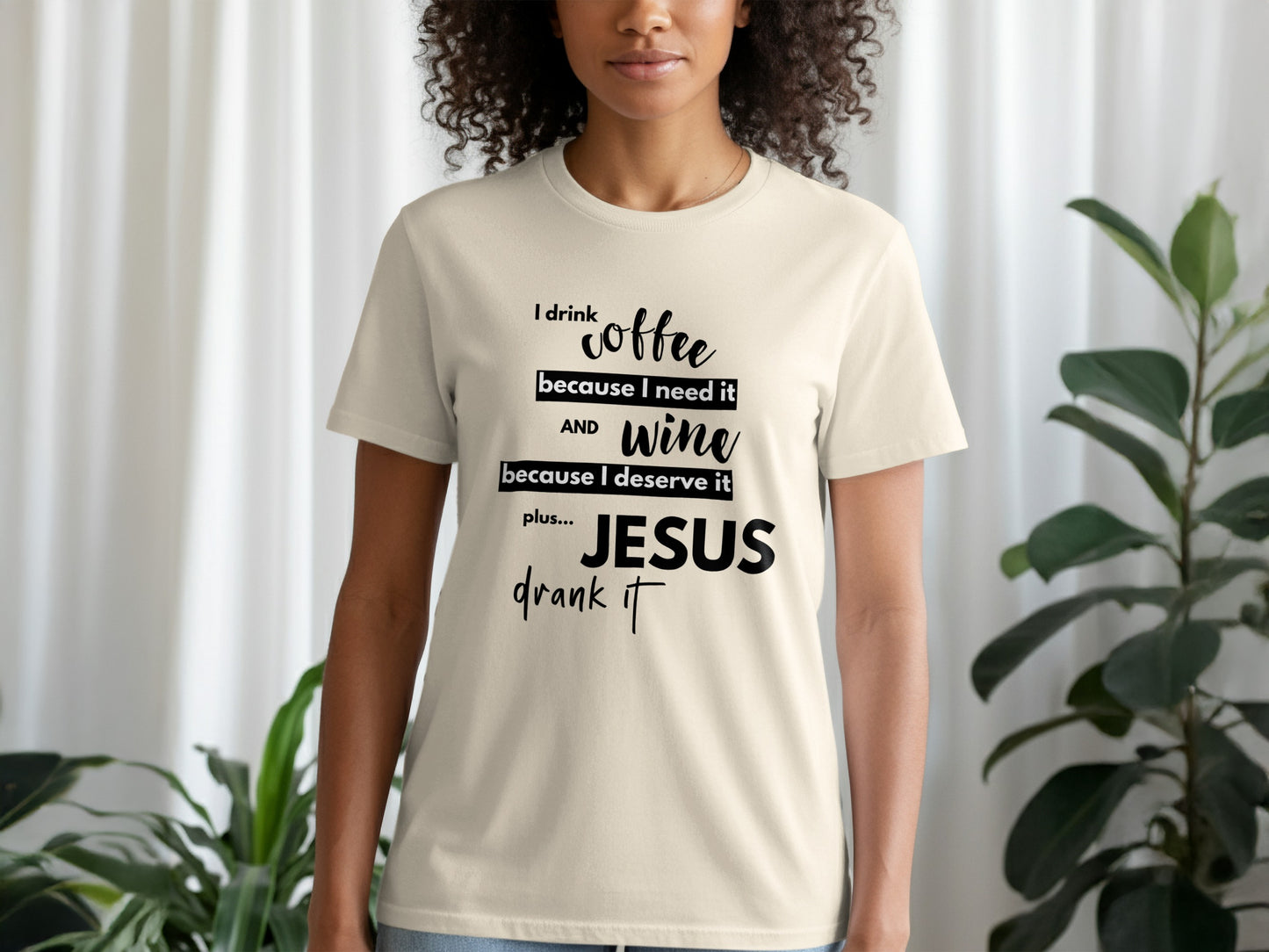 Coffee Wine Jesus Inspirational Graphic T-Shirt product