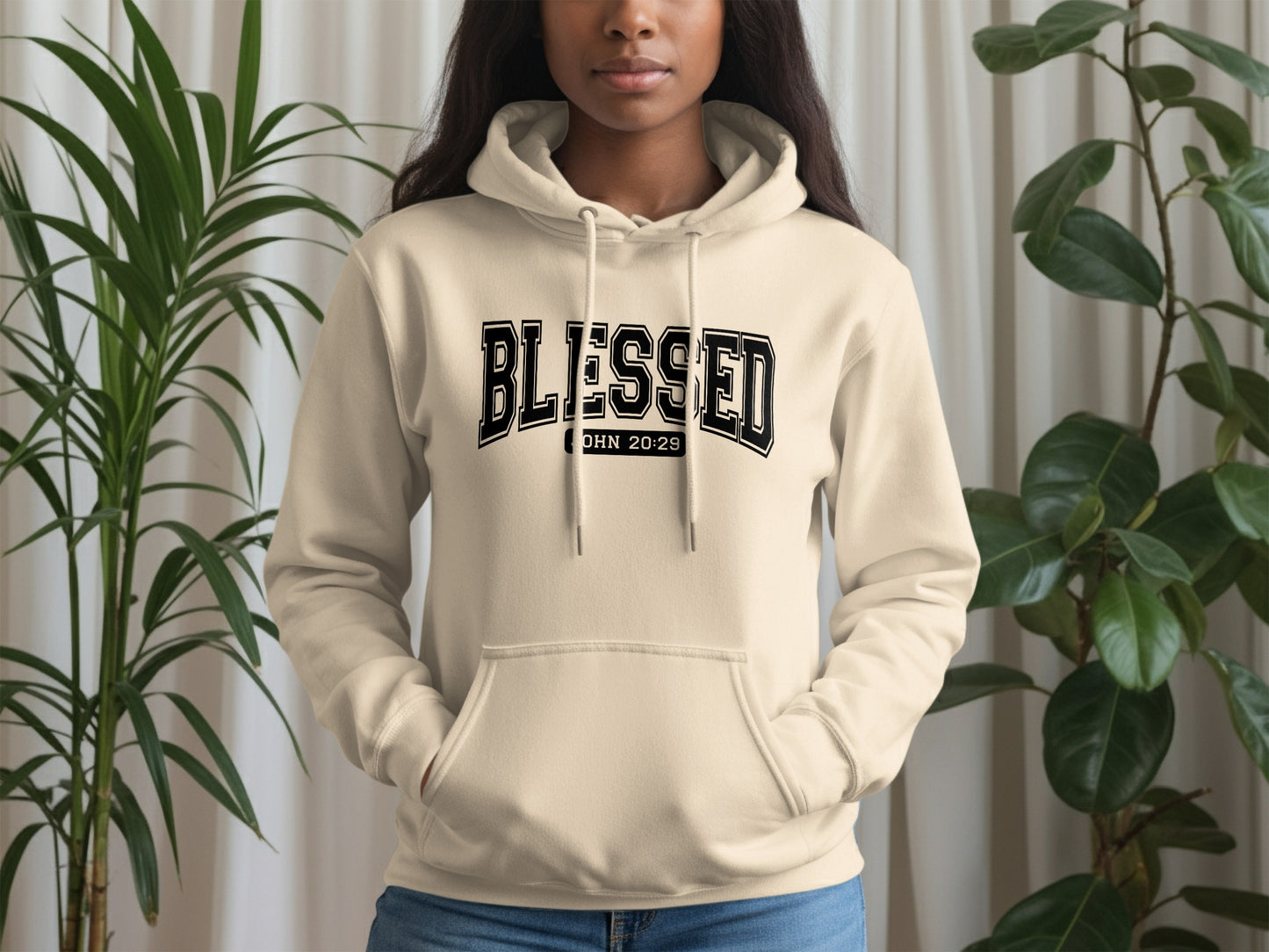 Blessed John 20:29 Quote Hoodie Casual Wear