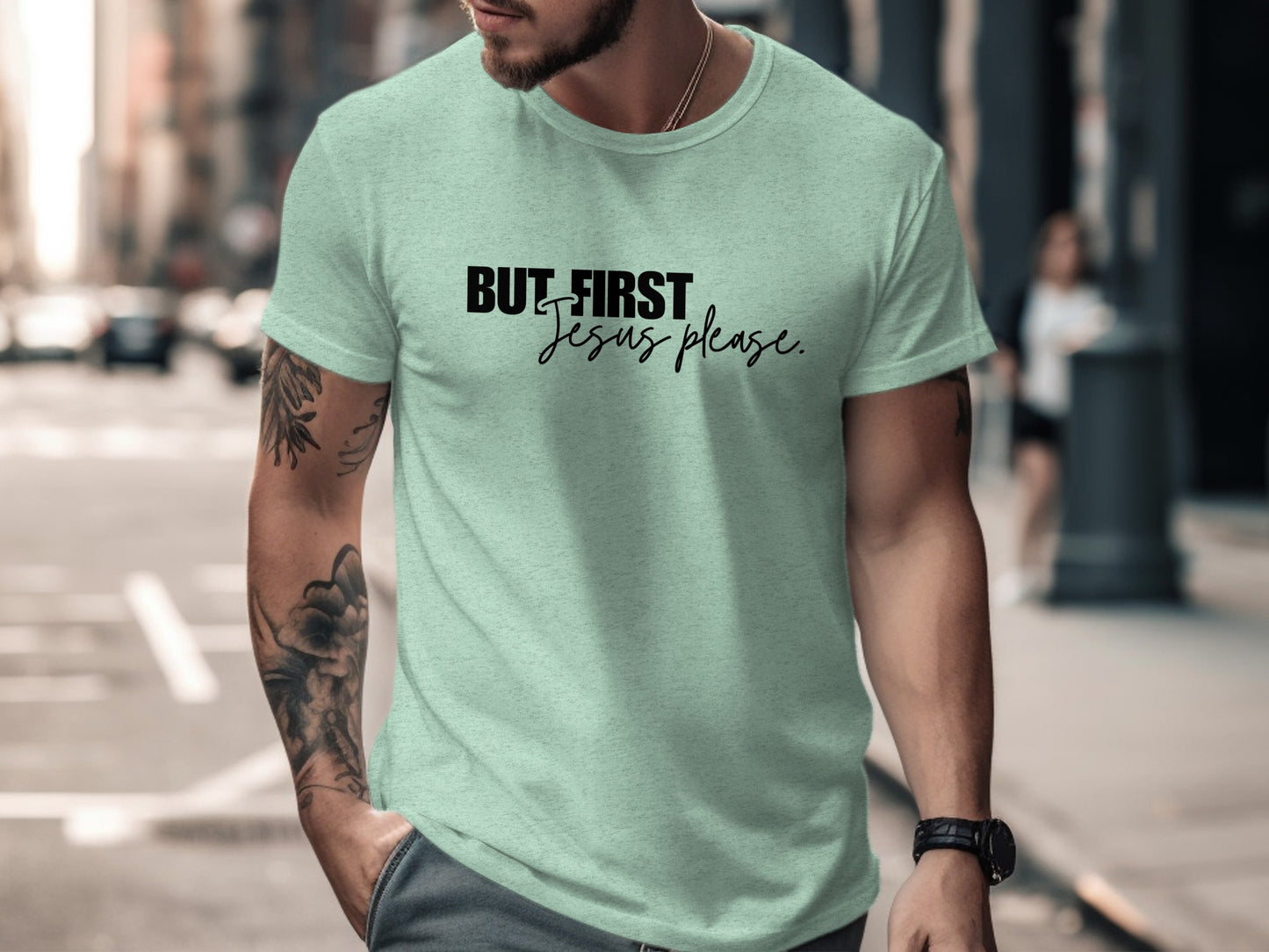 But First Jesus Please Graphic T-shirt product type