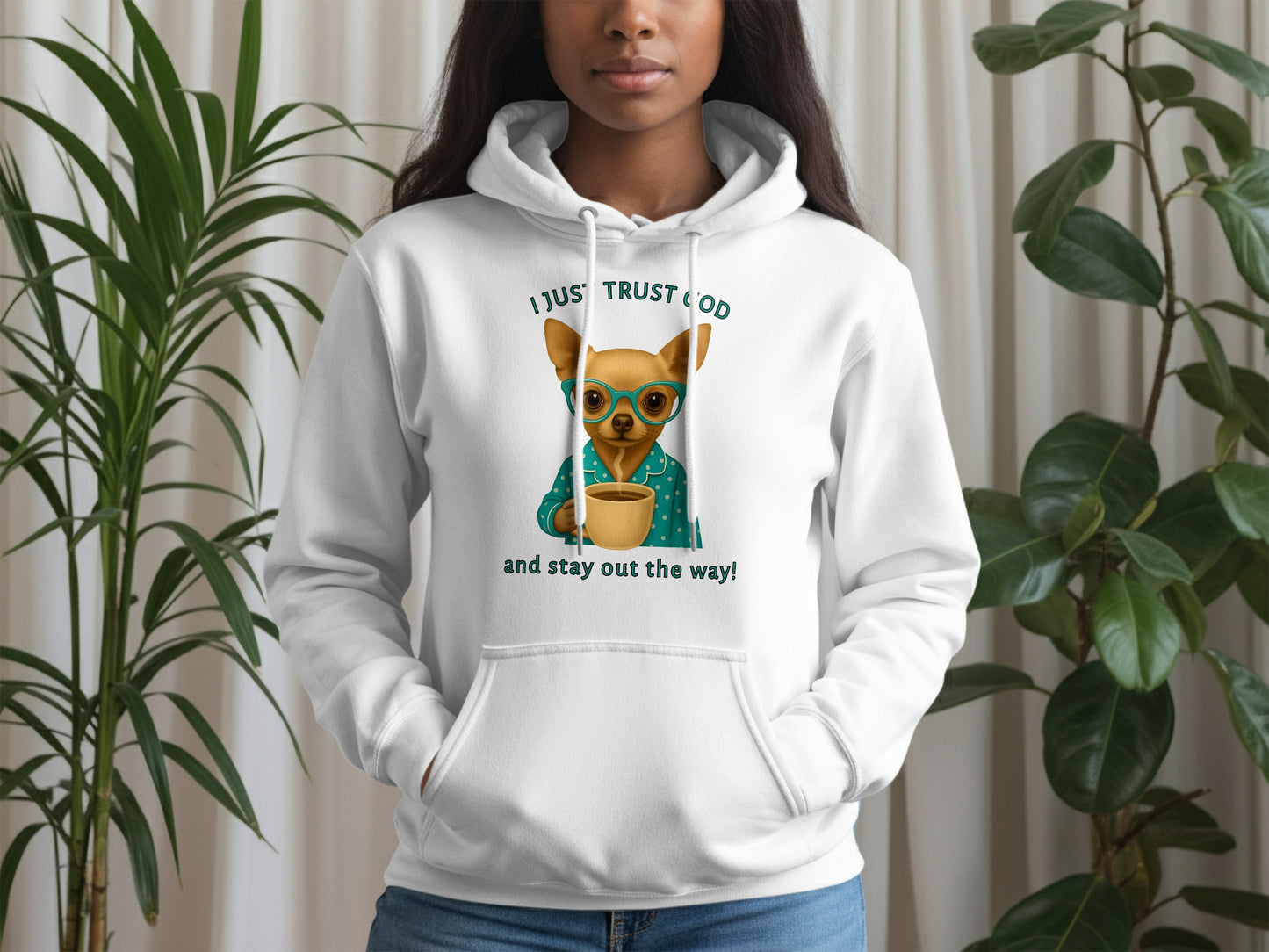 Trust God Dog Hoodie for Faith and Humor Enthusiasts