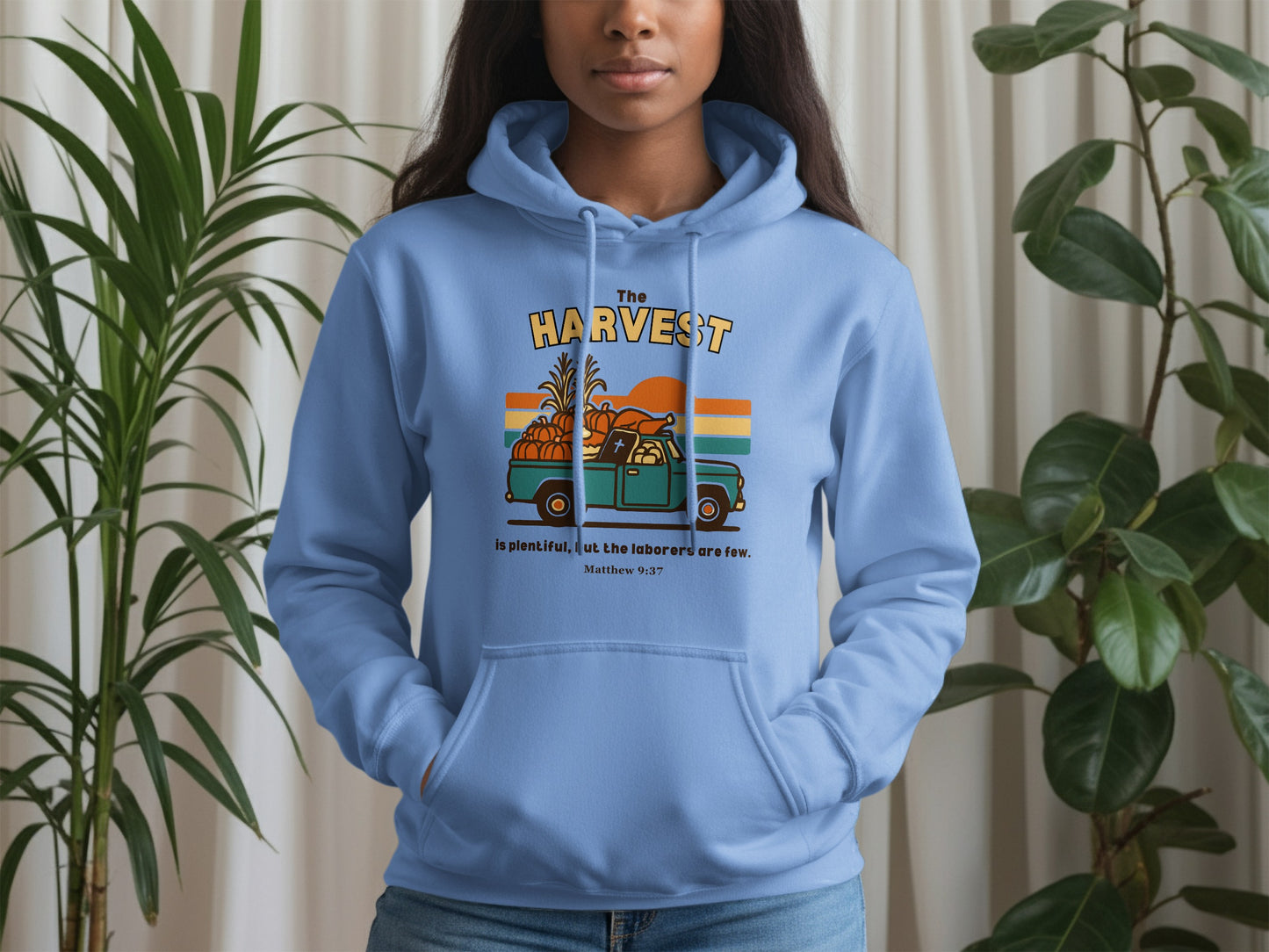 The Harvest is Plentiful Hoodie Matthew 9:37 Print