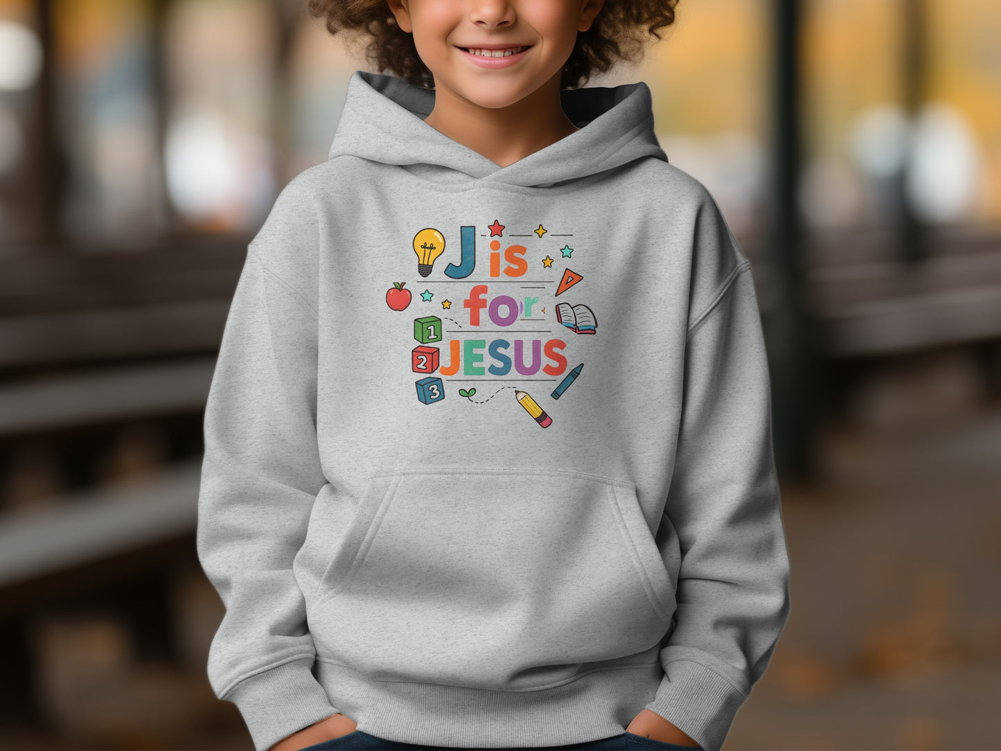 Youth Hoodie J is for Jesus Fun Educational Design