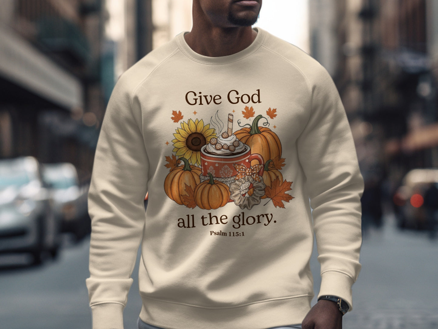 Give God All The Glory Sweatshirt with Fall Design