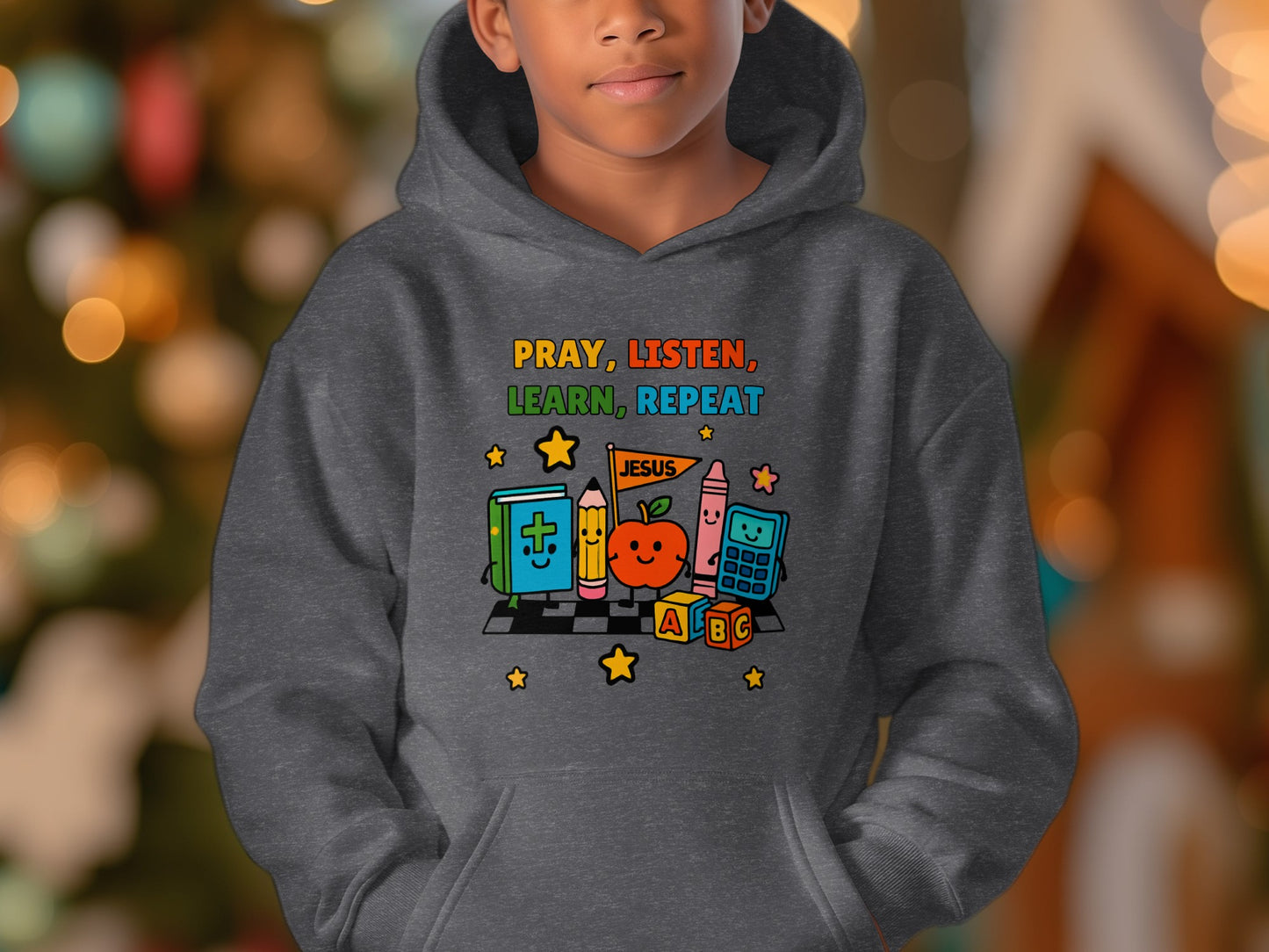 Pray Listen Learn Repeat Illustrated Hoodie