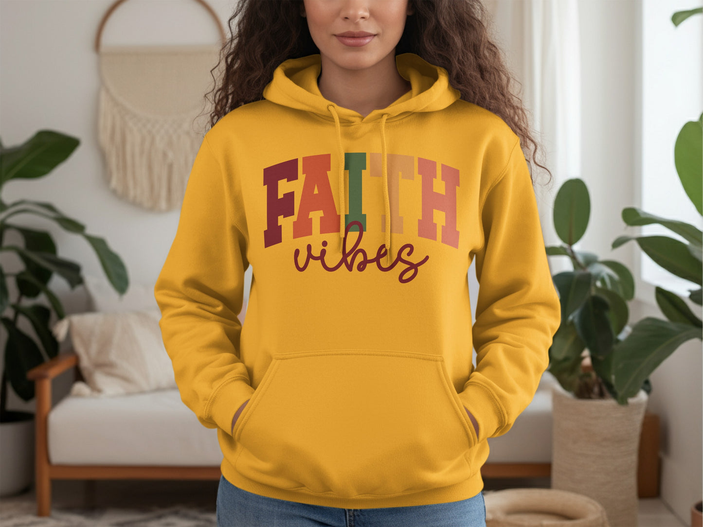 Faith Vibes Graphic Print Cozy Hoodie Fashion