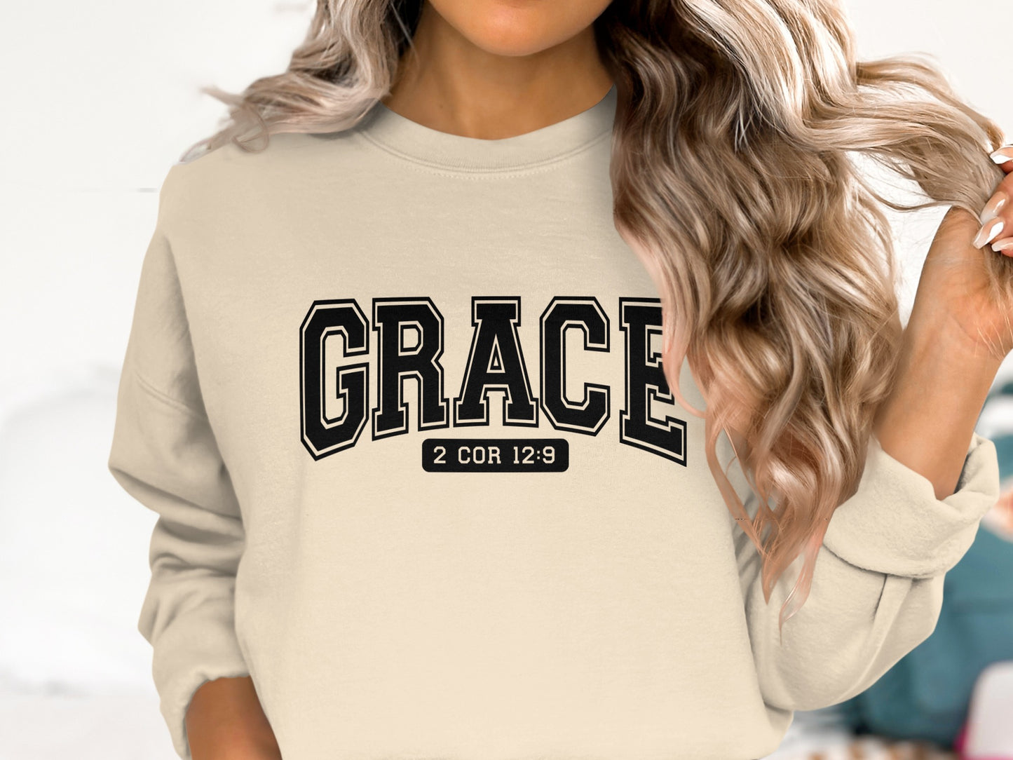 GRACE 2 COR 12 9 Graphic Quote Sweatshirt