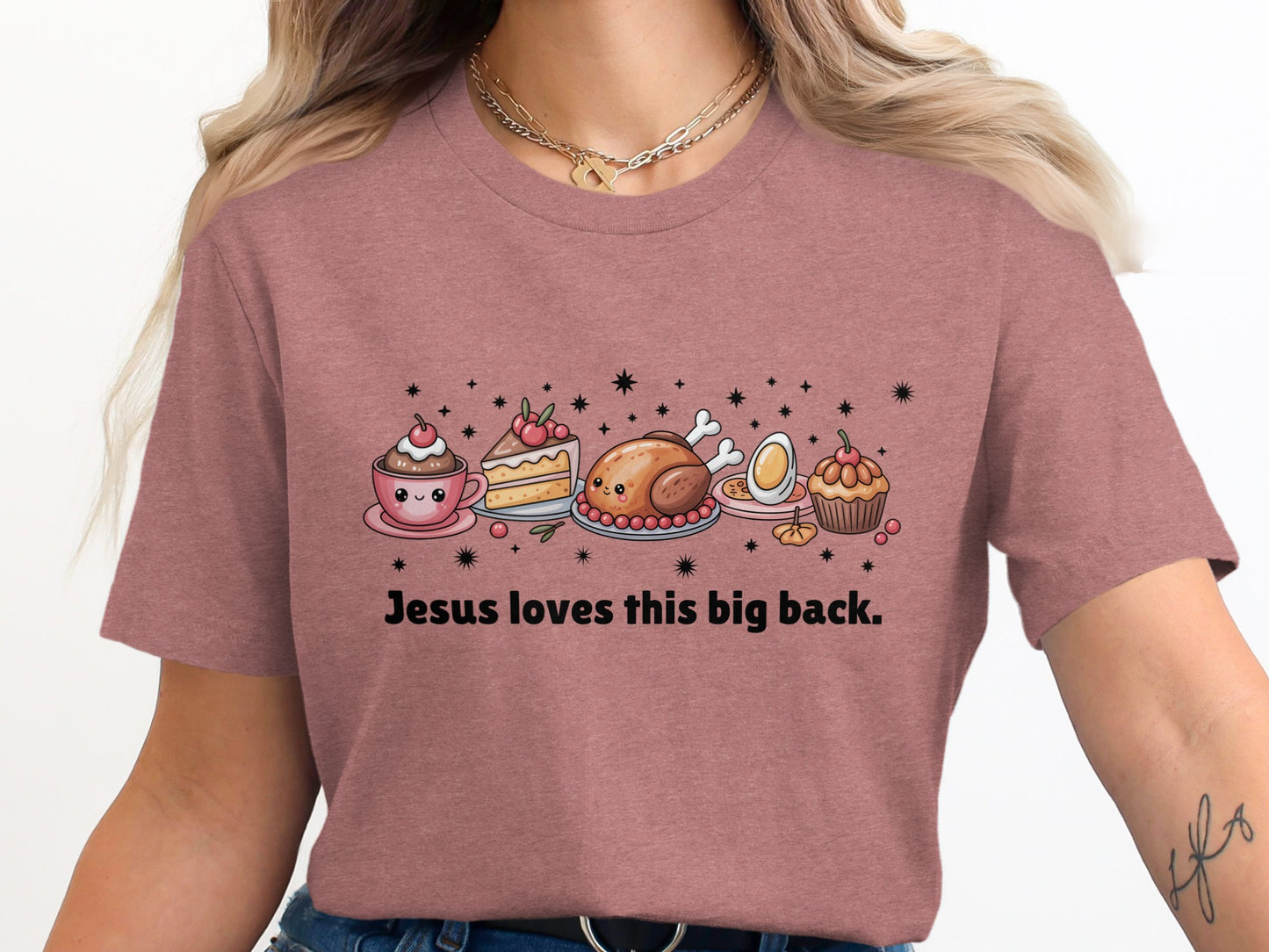 Jesus loves this big back graphic t-shirt product