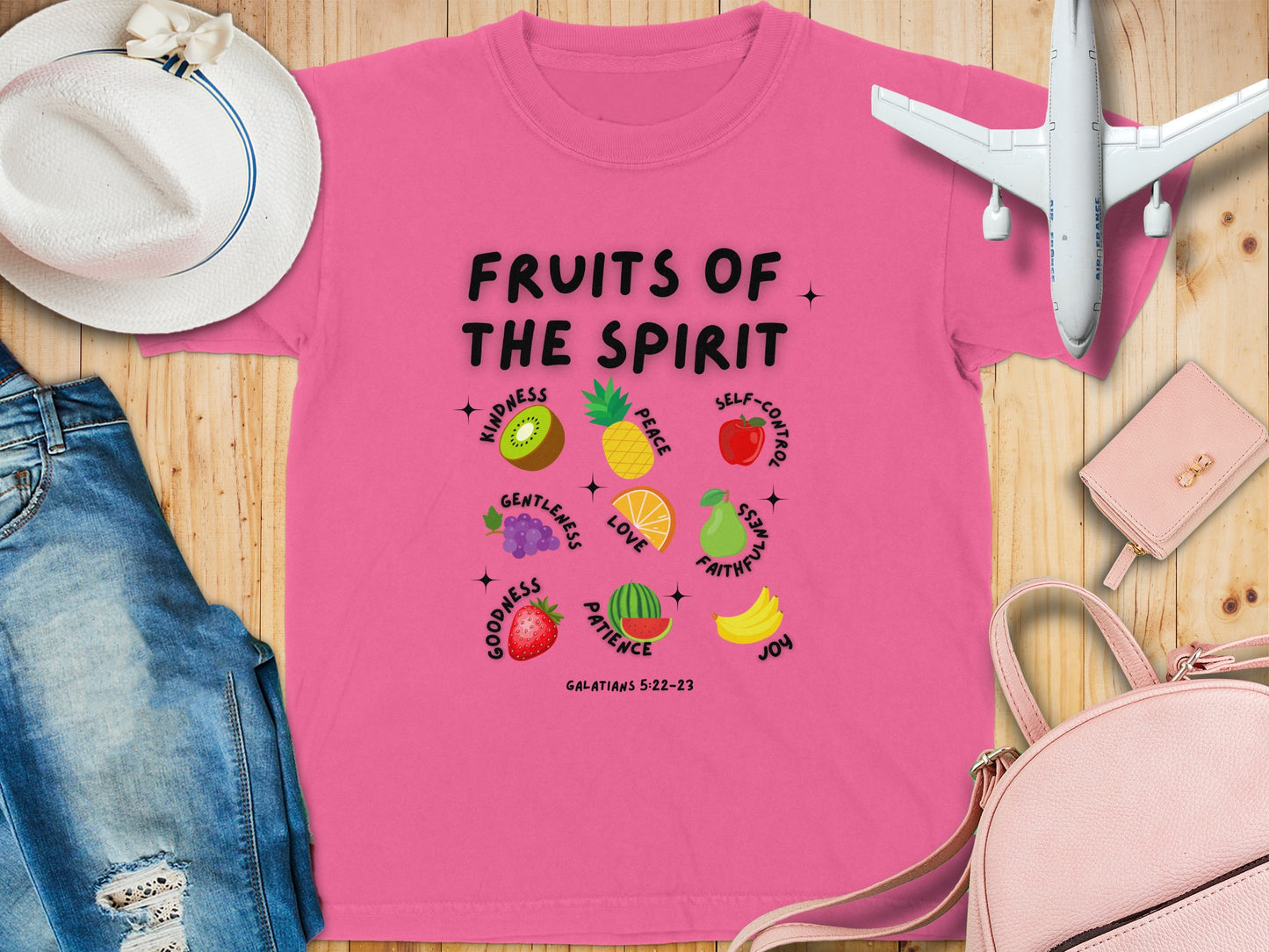 Fruits of the Spirit Design Pink T-Shirt
