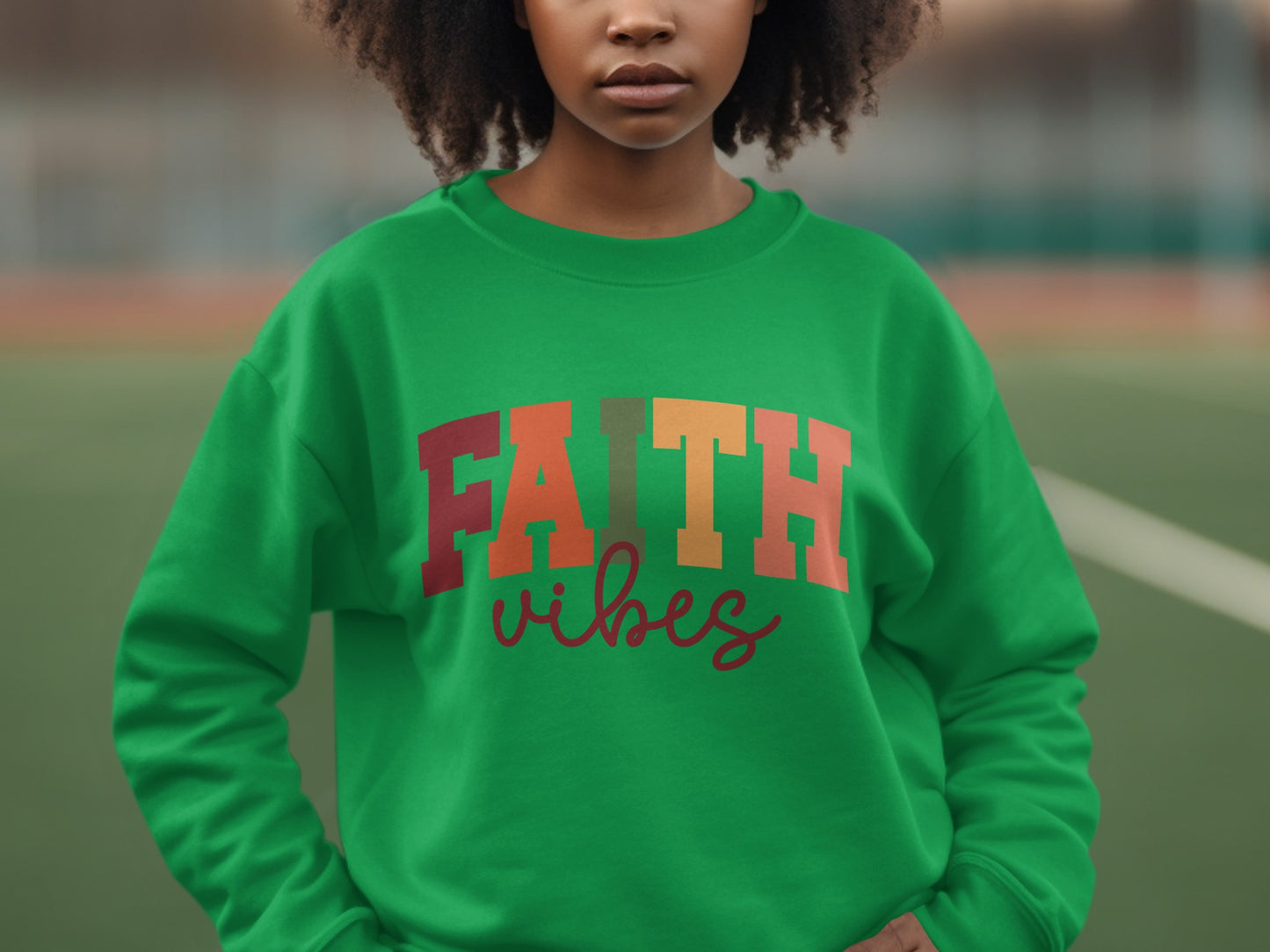 Bold Faith Vibes Graphic Inspiring Sweatshirt Design
