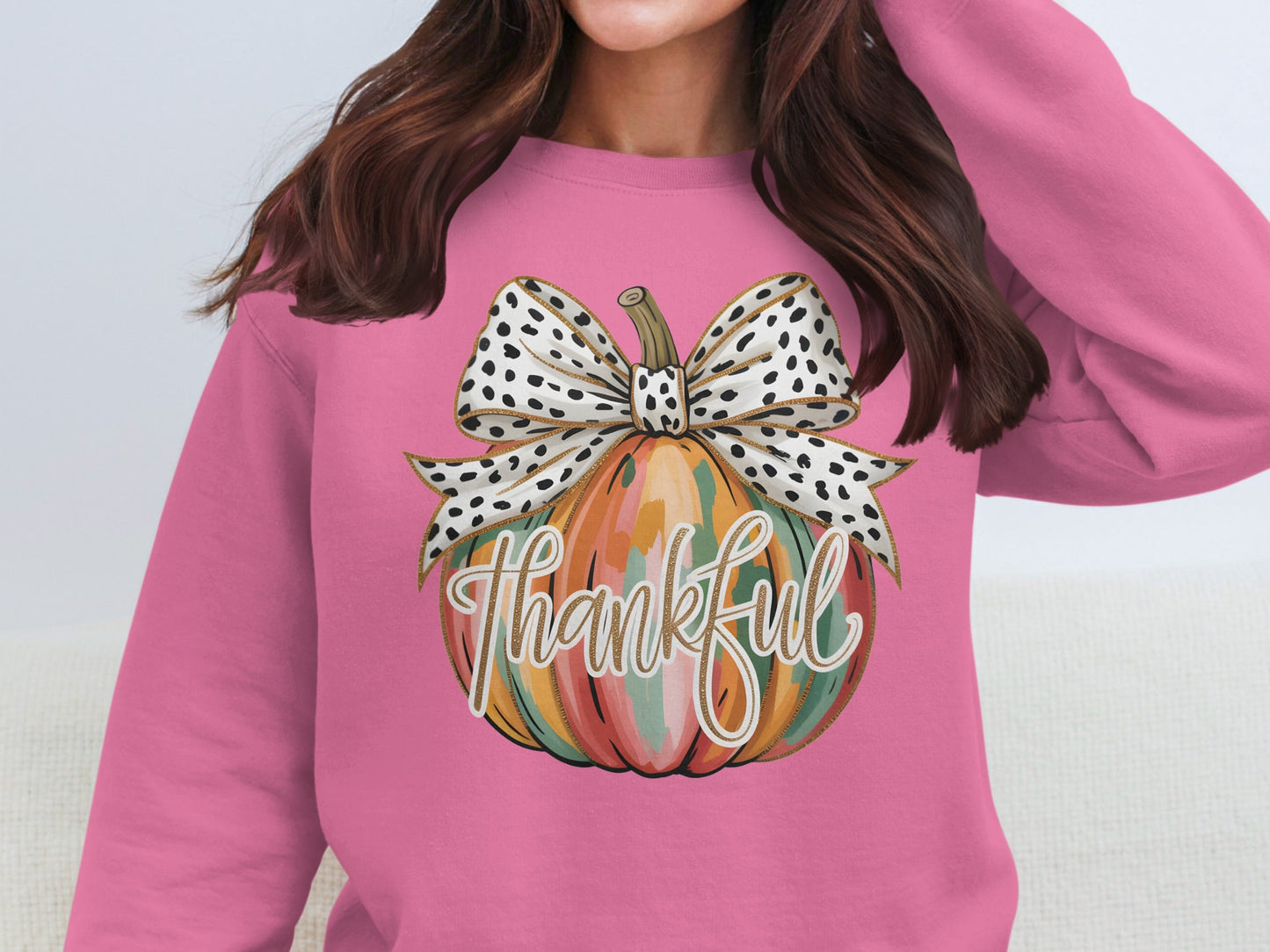 Thankful Multicolor Pumpkin Print Sweatshirt