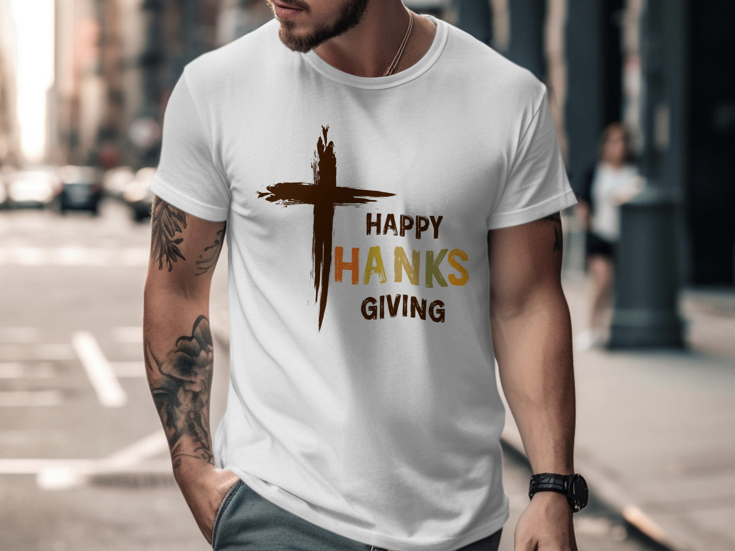 Happy Thanks Giving Cross Design T-Shirt