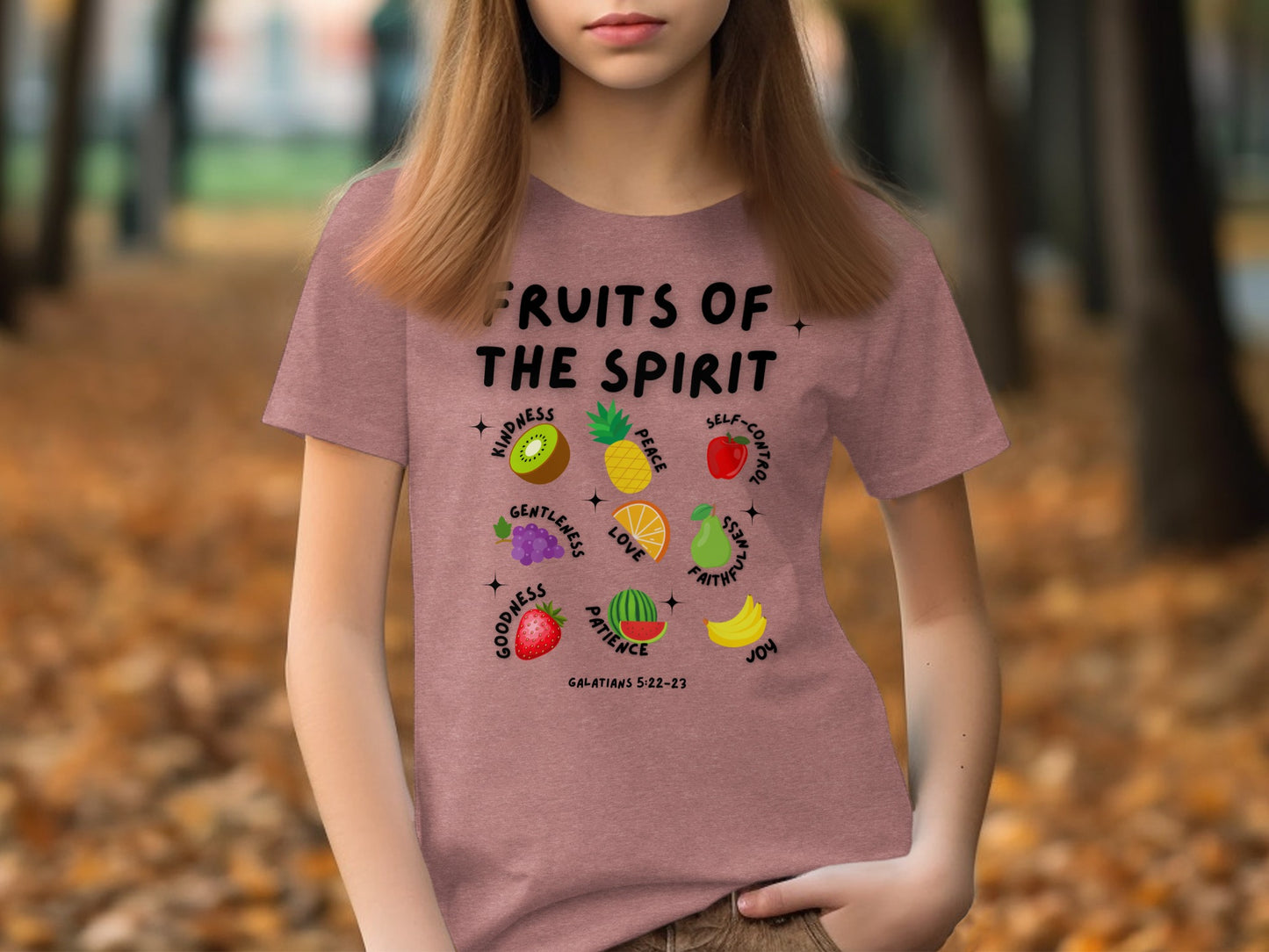 Fruits of the Spirit Graphic Tee with Colorful Fruits