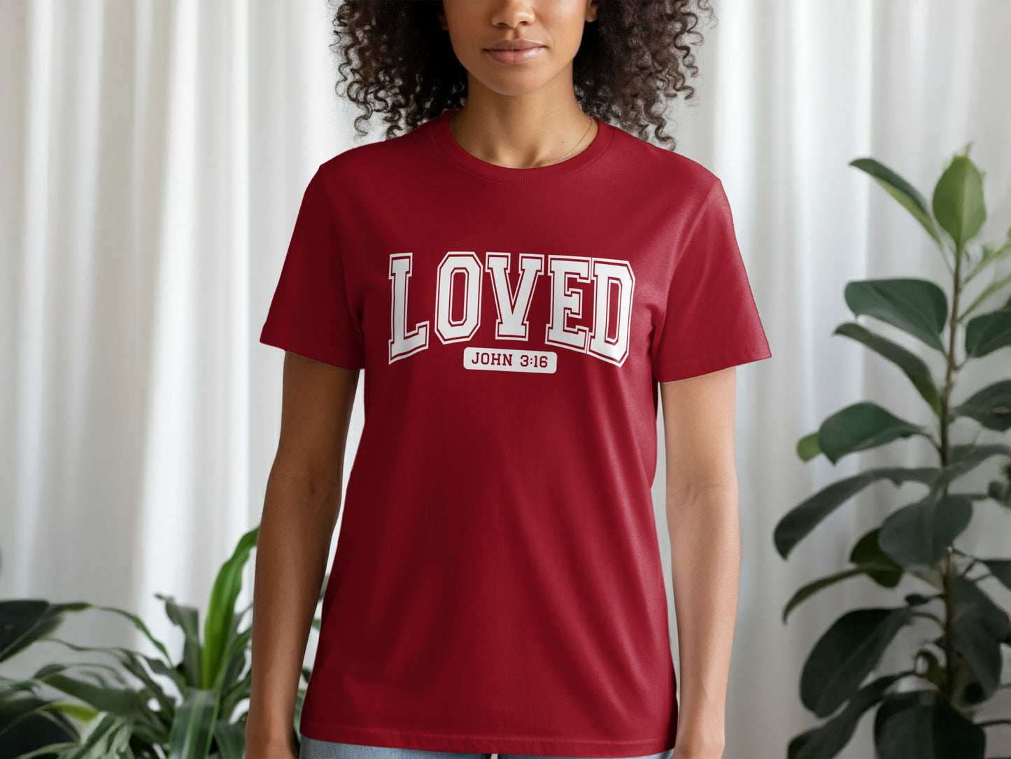 Loved John 3:16 Graphic Red T-shirt Product