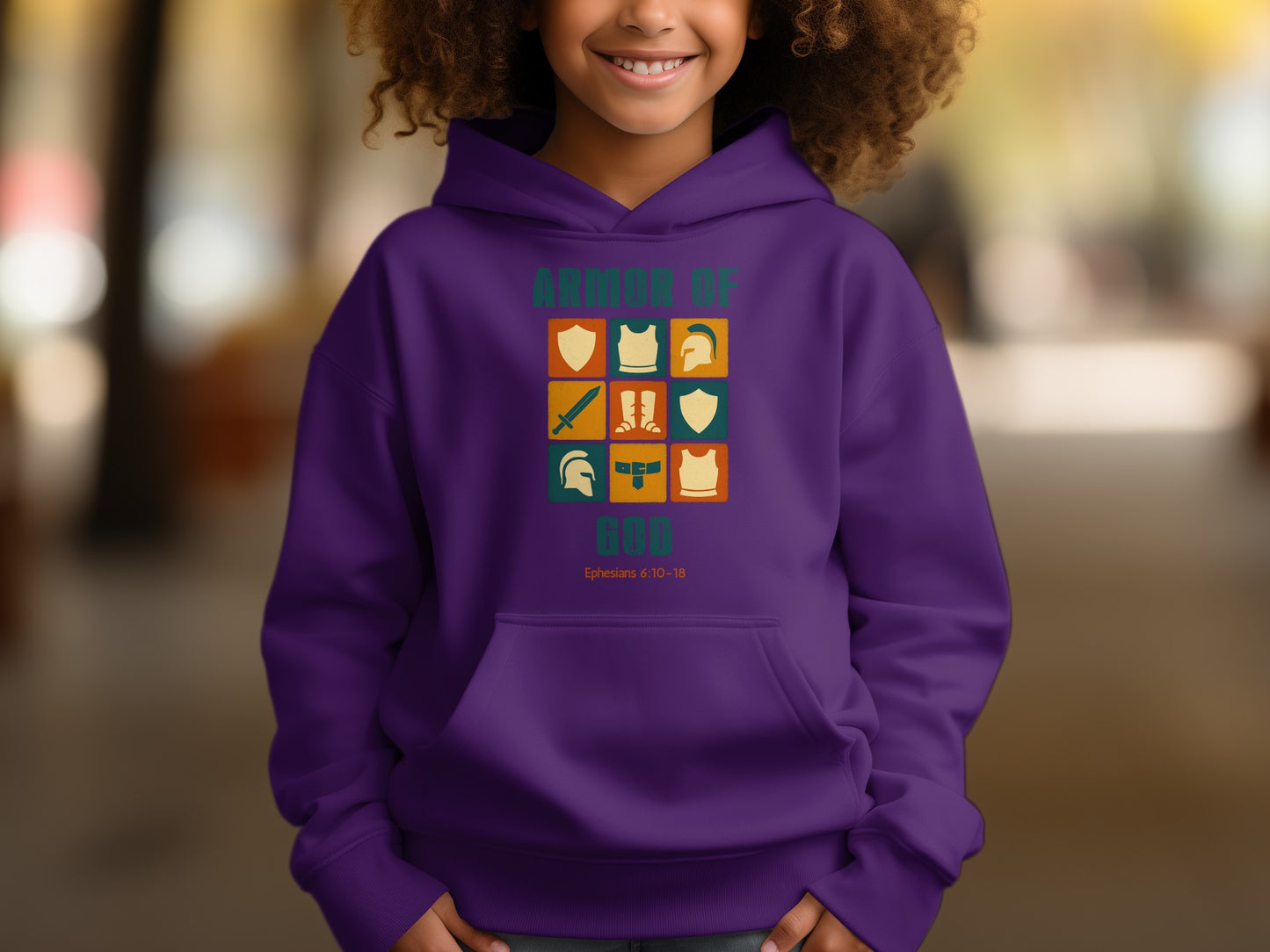 Armor of God Hoodie for Kids with Colorful Icons