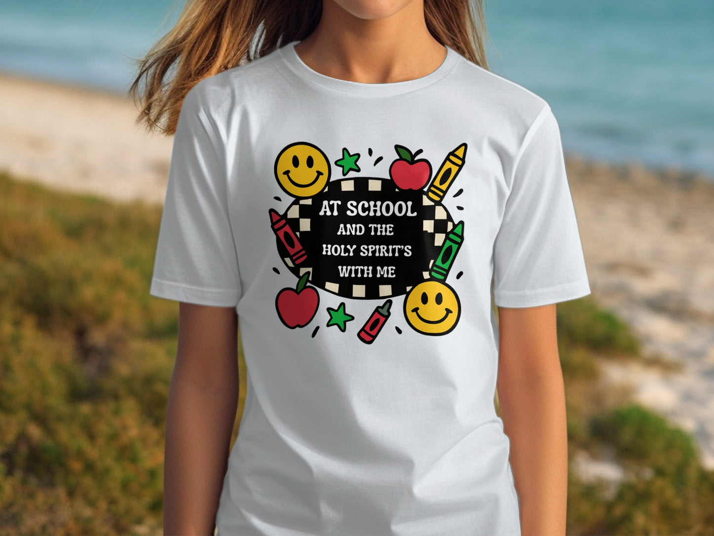 At School and the Holy Spirit With Me T-shirt