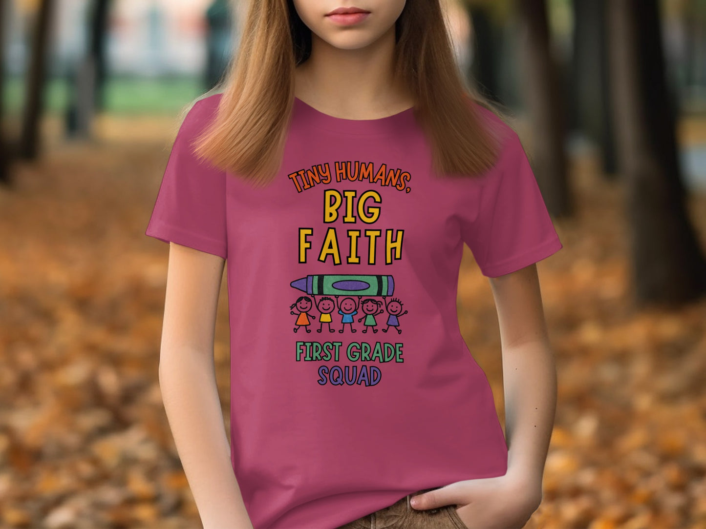 Tiny Humans Big Faith First Grade Squad Shirt