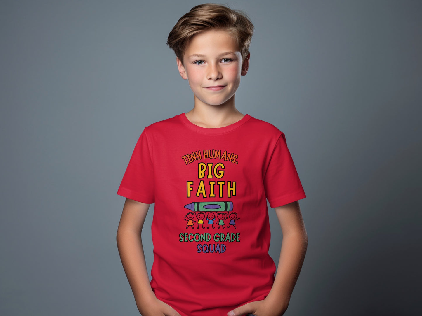Tiny Humans Big Faith Second Grade Squad Shirt