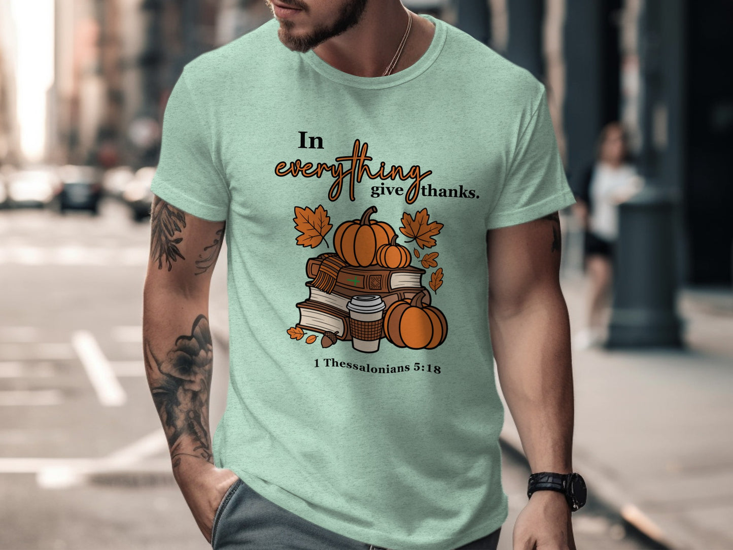 In Everything Give Thanks With Pumpkin Design Shirt
