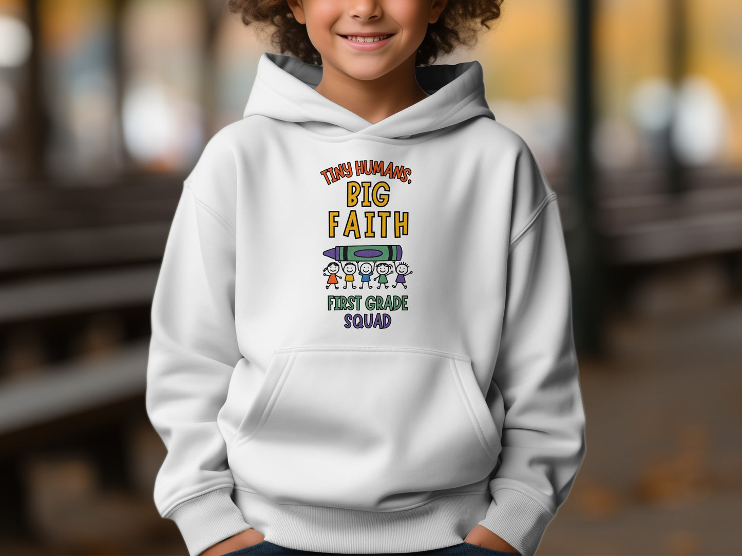Tiny Humans Big Faith First Grade Squad Hoodie