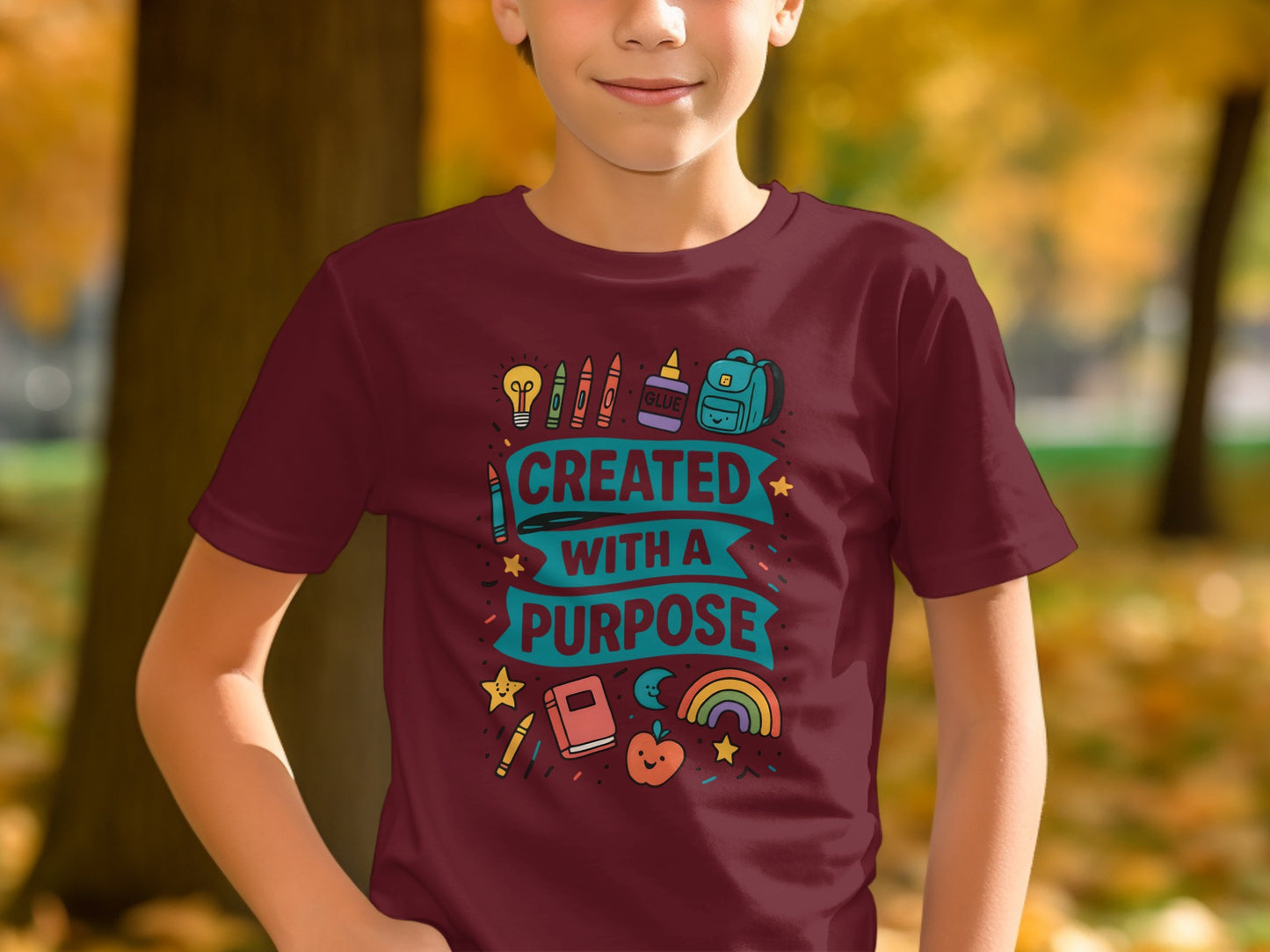 Created With A Purpose Book Backpack Art T-Shirt